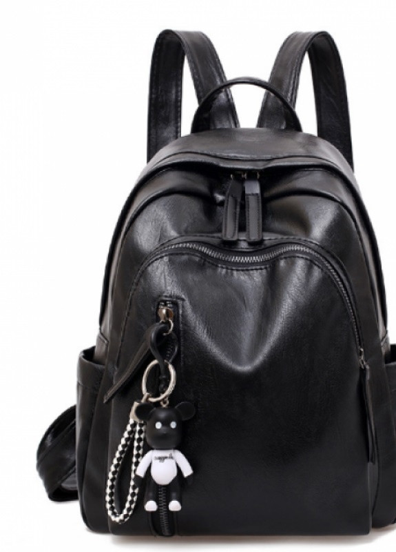 Городской женский рюкзак черный с мишкой No Brand (245097262)