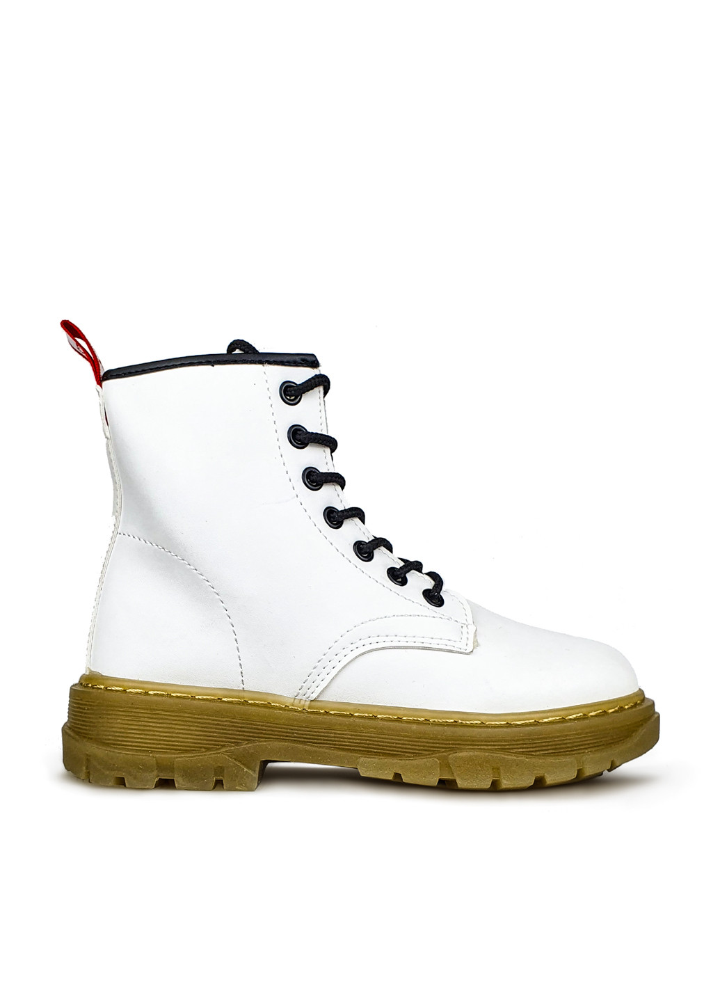 Осенние белые женские ботинки из эко кожи на шнуровке Fashion из искусственной кожи