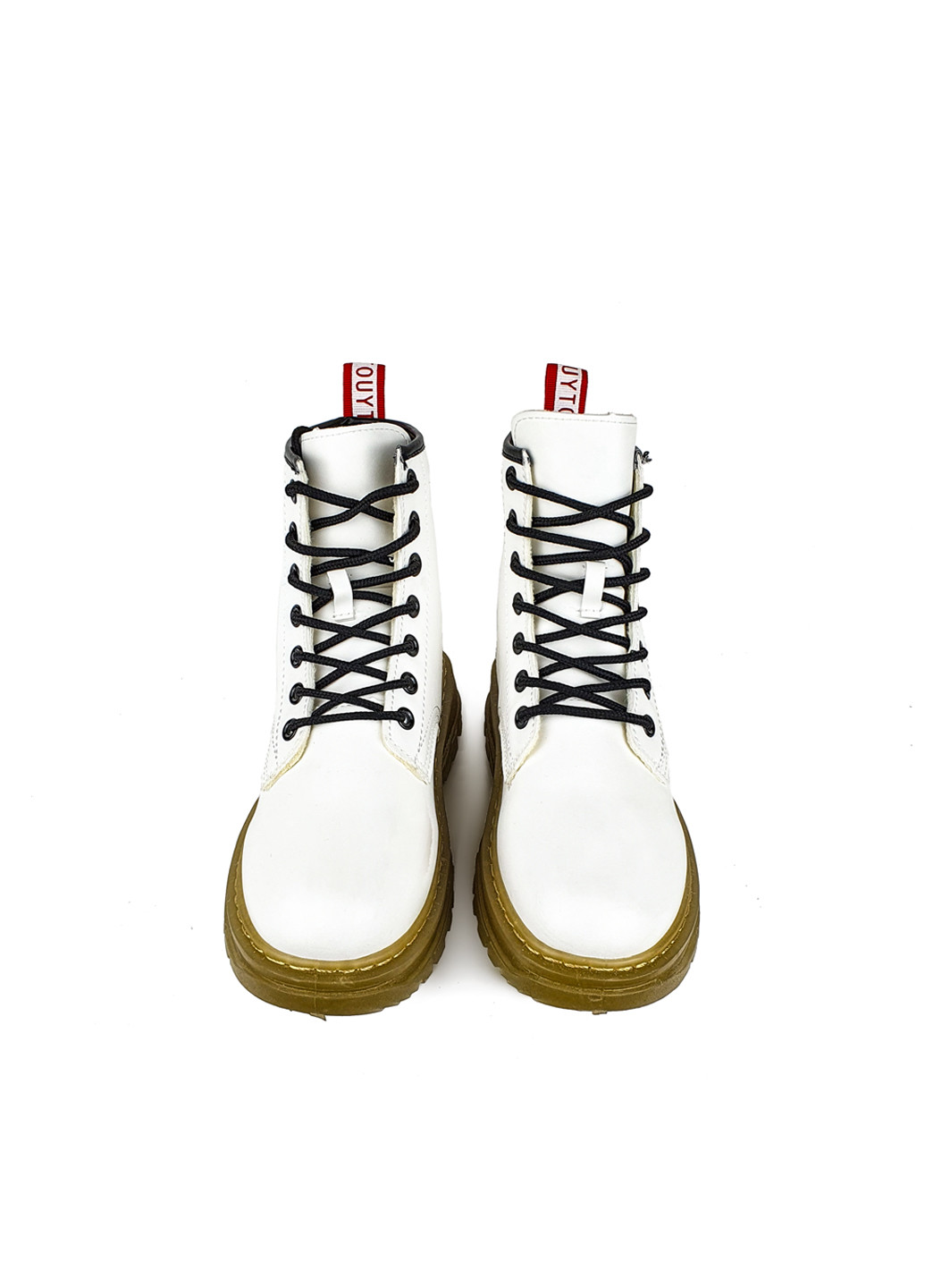 Осенние белые женские ботинки из эко кожи на шнуровке Fashion из искусственной кожи