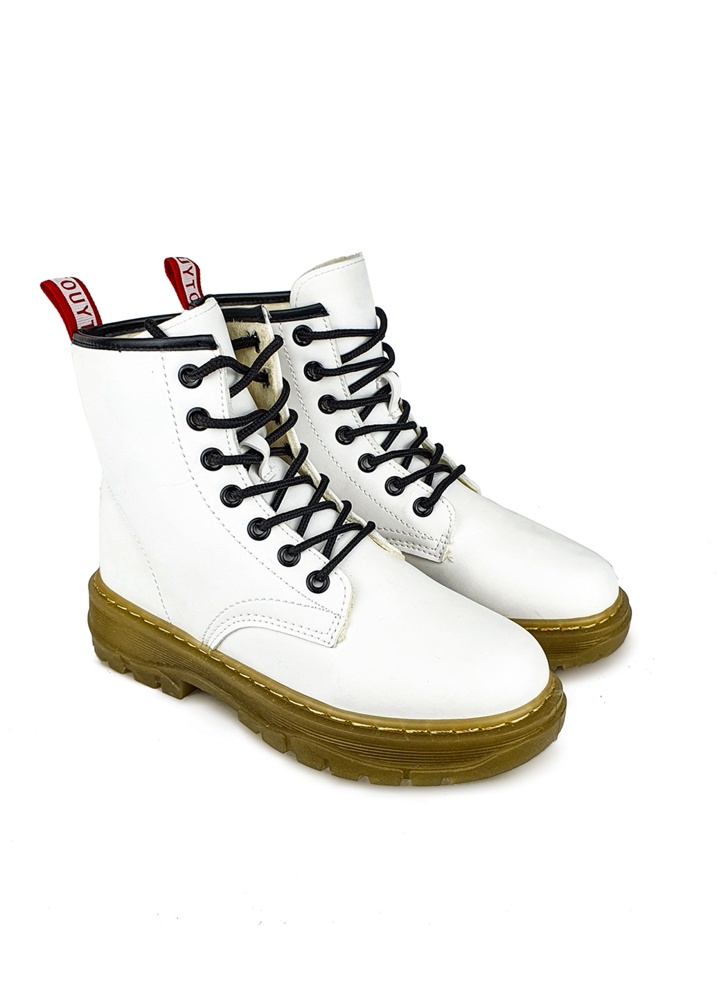 Осенние белые женские ботинки из эко кожи на шнуровке Fashion из искусственной кожи