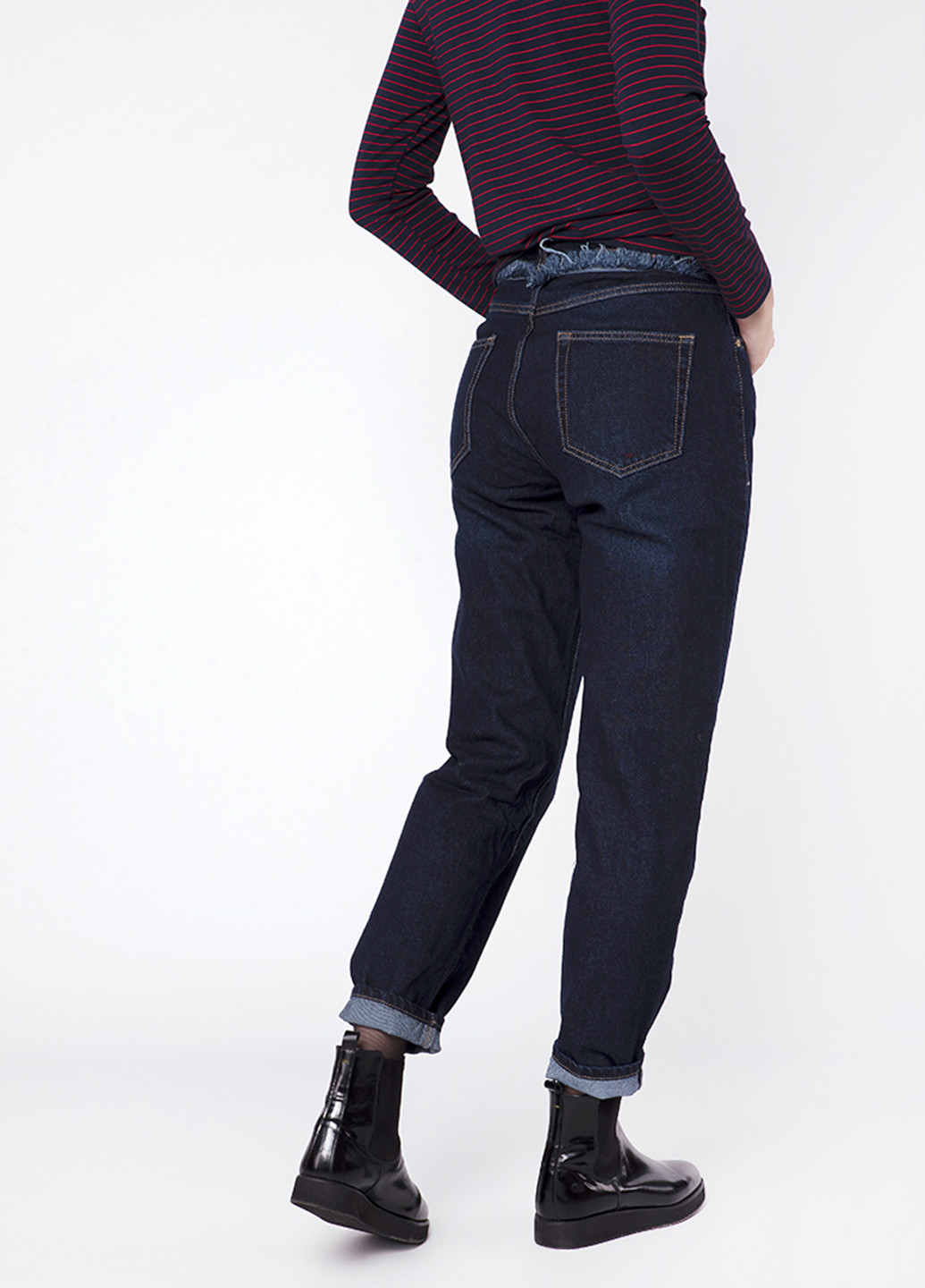 Джинси MR 520 бойфренди однотонні комбіновані джинсові