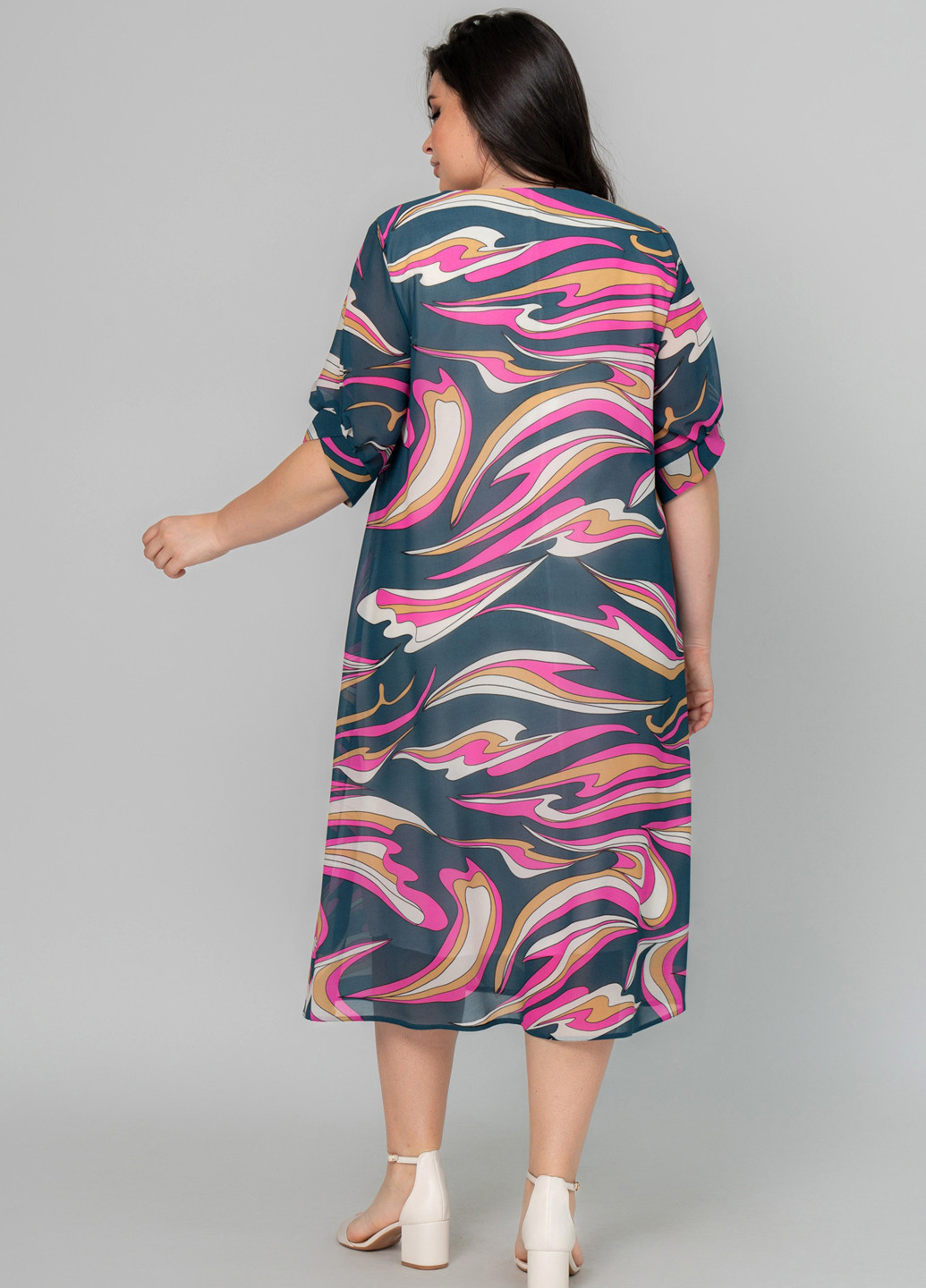 Сіра кежуал сукня оверсайз A'll Posa з абстрактним візерунком