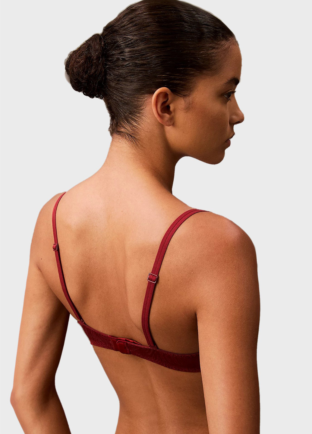 Бордовый балконет бюстгальтер Calvin Klein с косточками полиамид