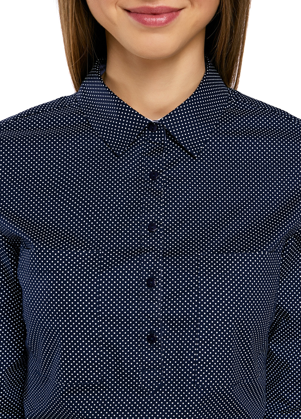Темно-синяя кэжуал рубашка в горошек Oodji