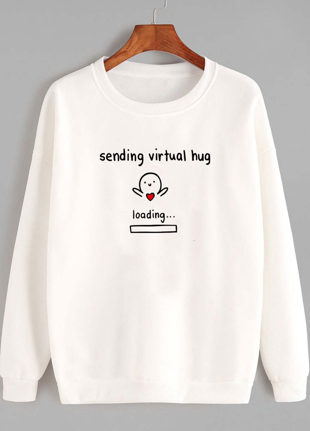 Свитшот молочный Sending virtual hug Zuzu - крой молочный кэжуал - (201504413)