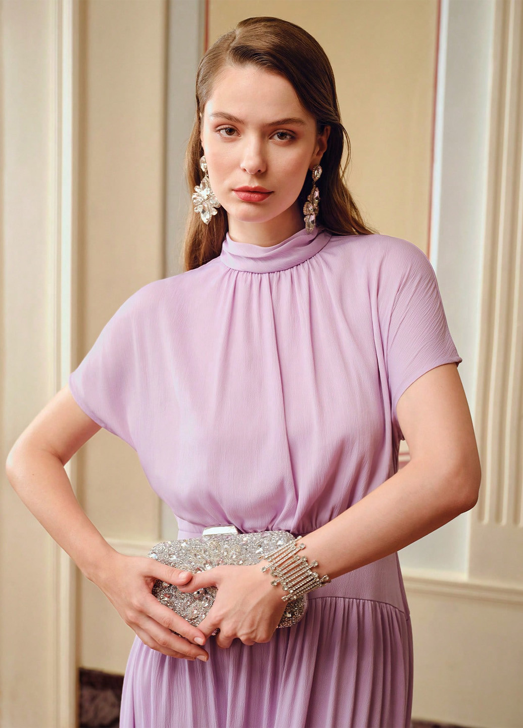 Фіолетова вечірня сукня кльош SHEIN однотонна