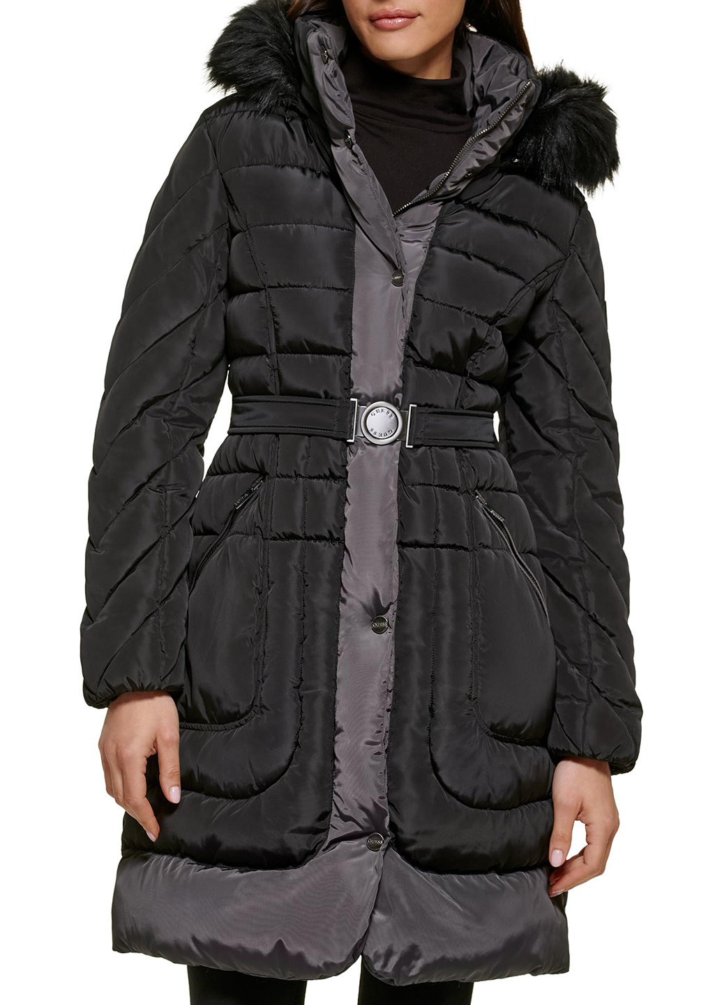 Чорна зимня куртка Guess