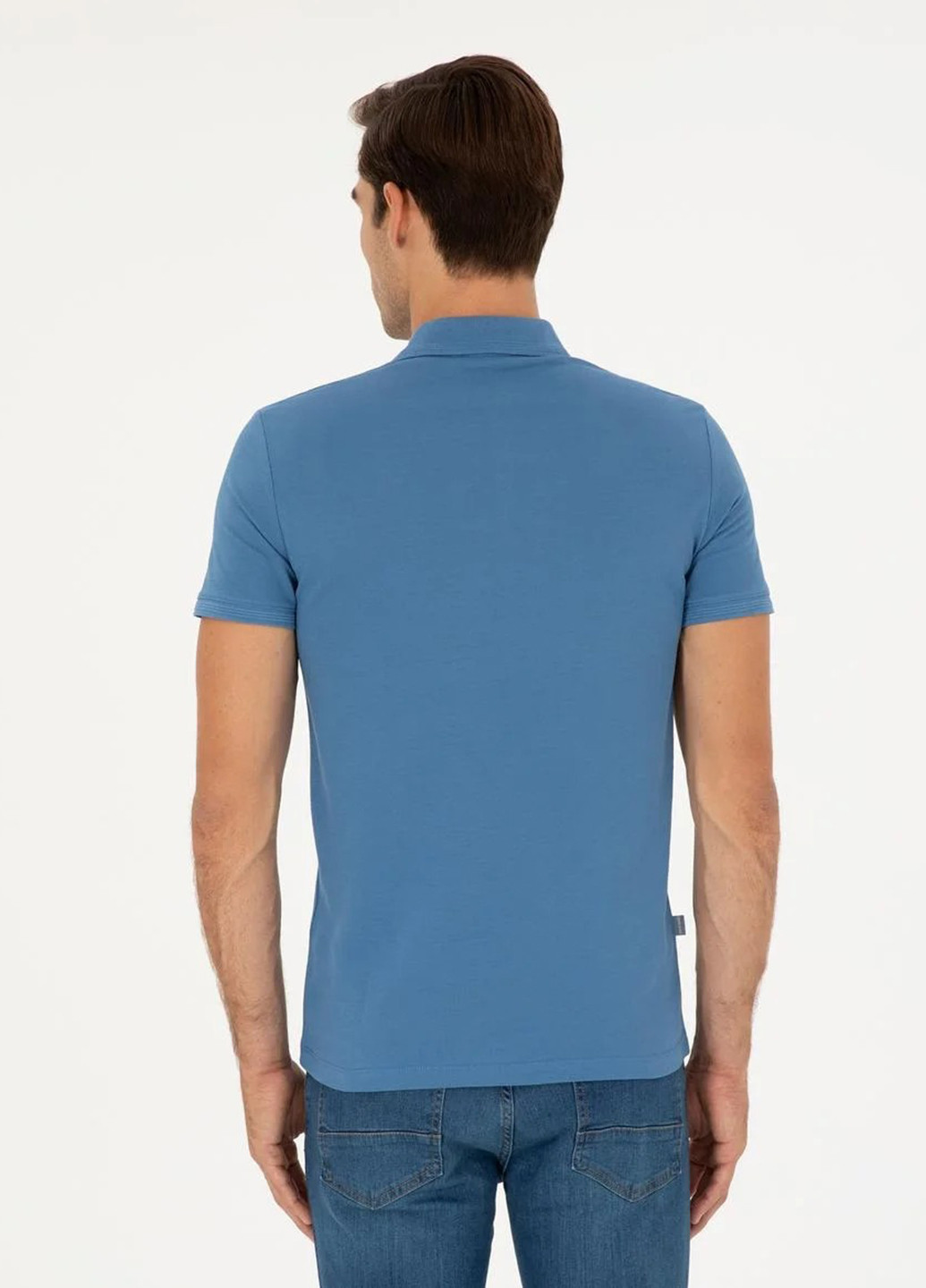Голубой футболка-поло для мужчин Pierre Cardin однотонная