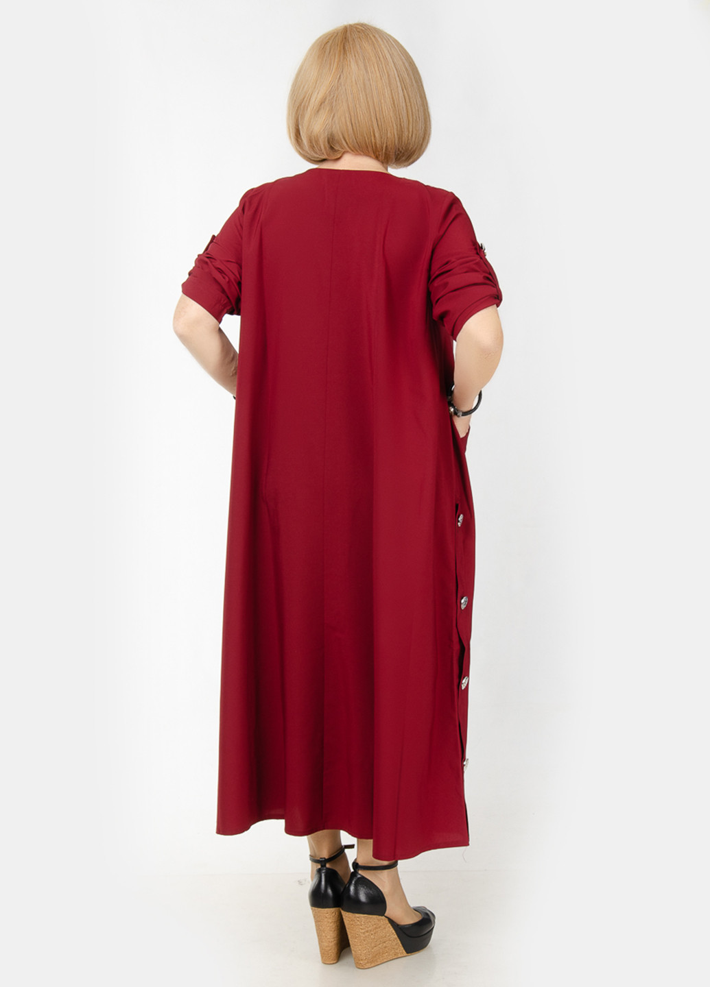 Бордовое кэжуал платье LibeAmore однотонное