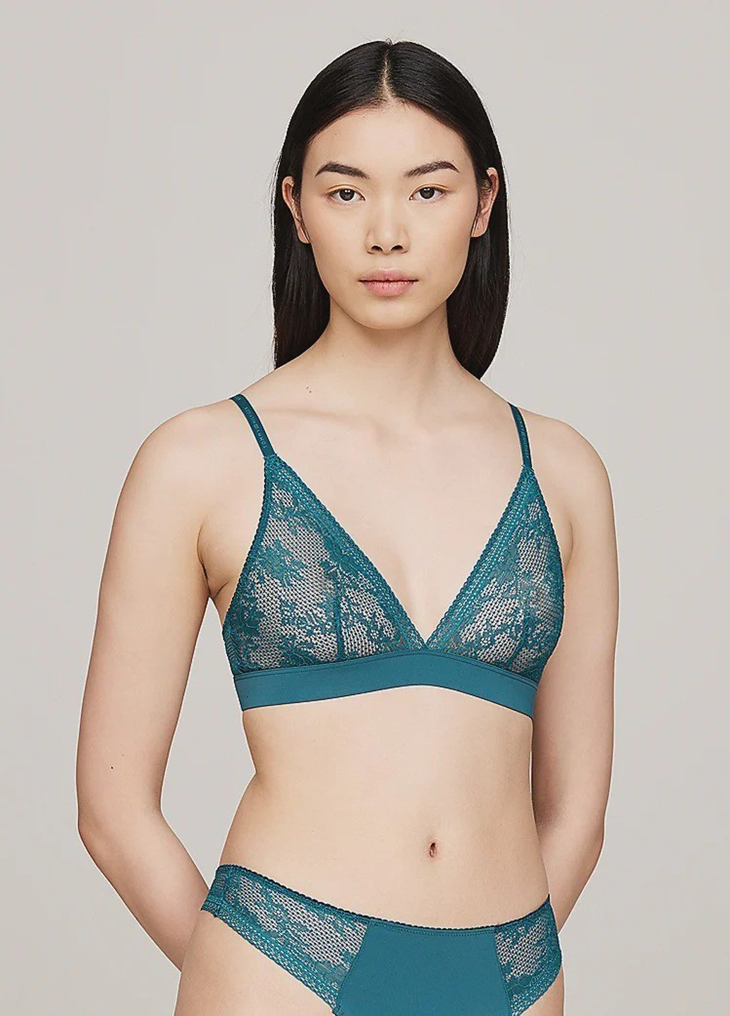 Бірюзовий тріенджел бюстгальтер Tommy Hilfiger без кісточок поліамід