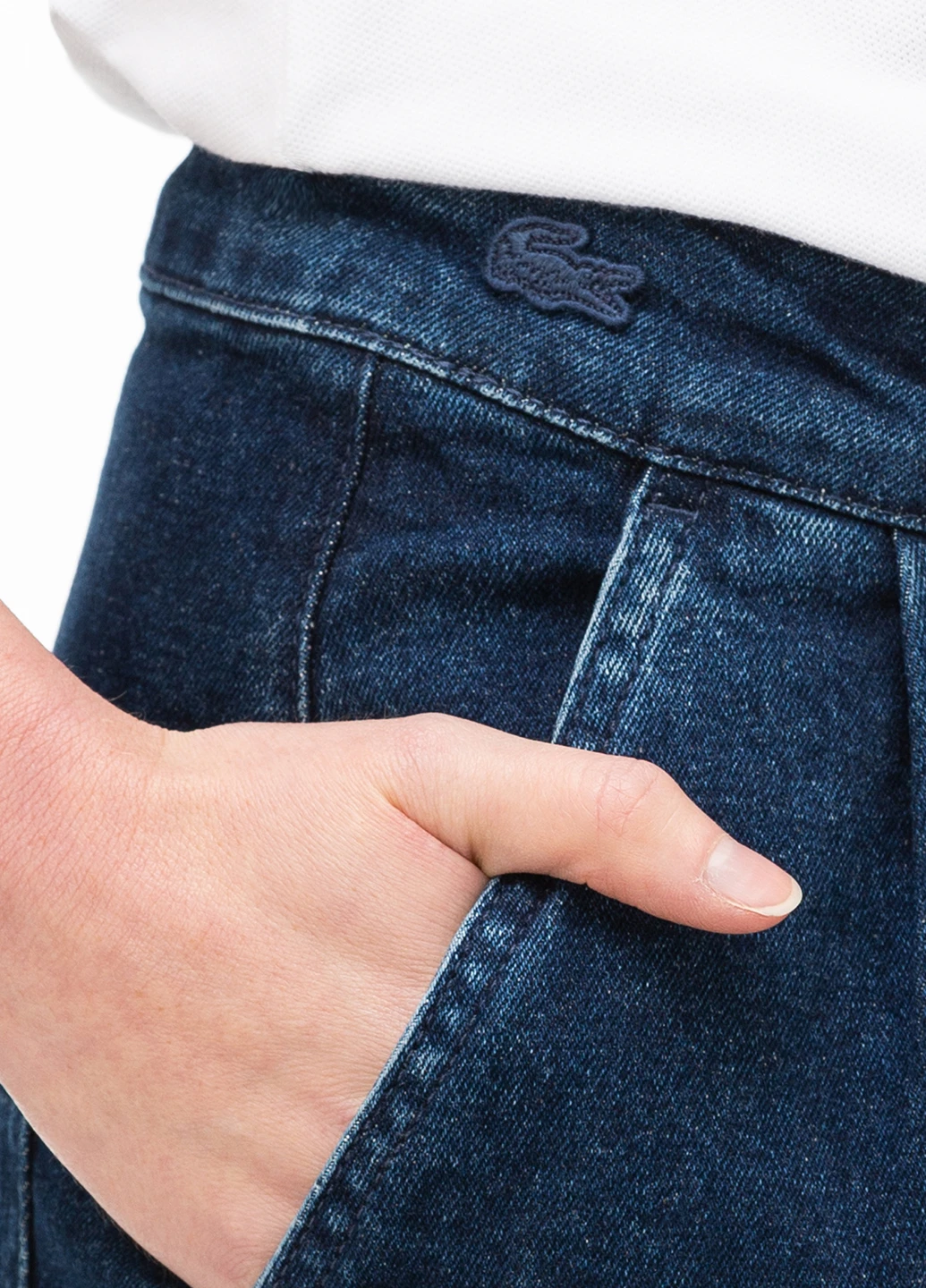 Темно-синяя джинсовая однотонная юбка Lacoste карандаш