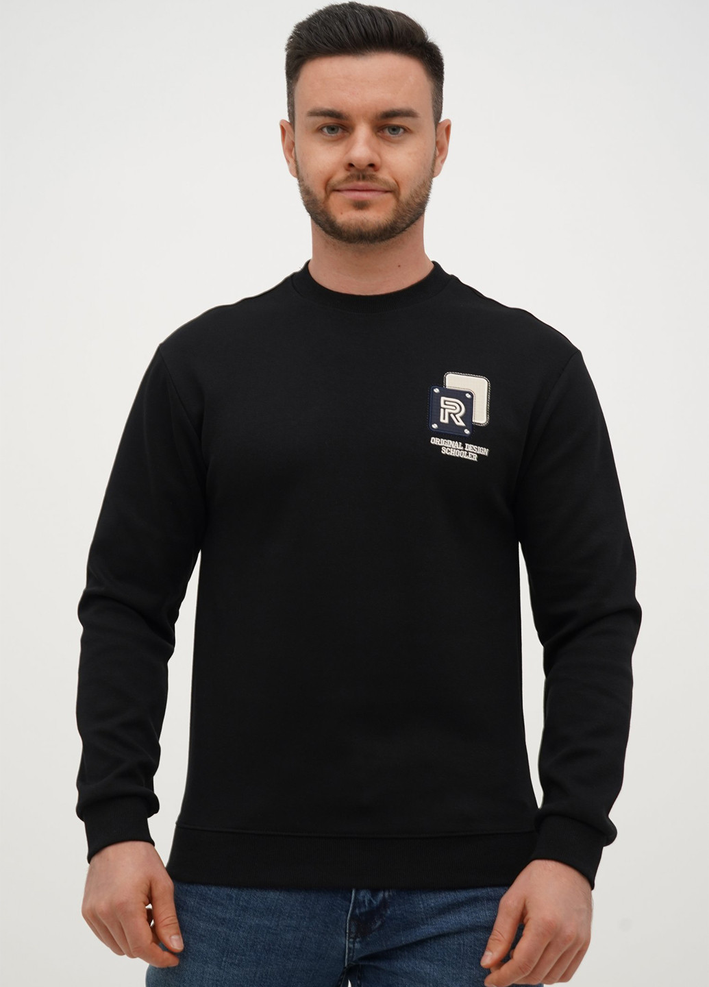 Черный свитшот Trend Collection надпись без декора (305300801)