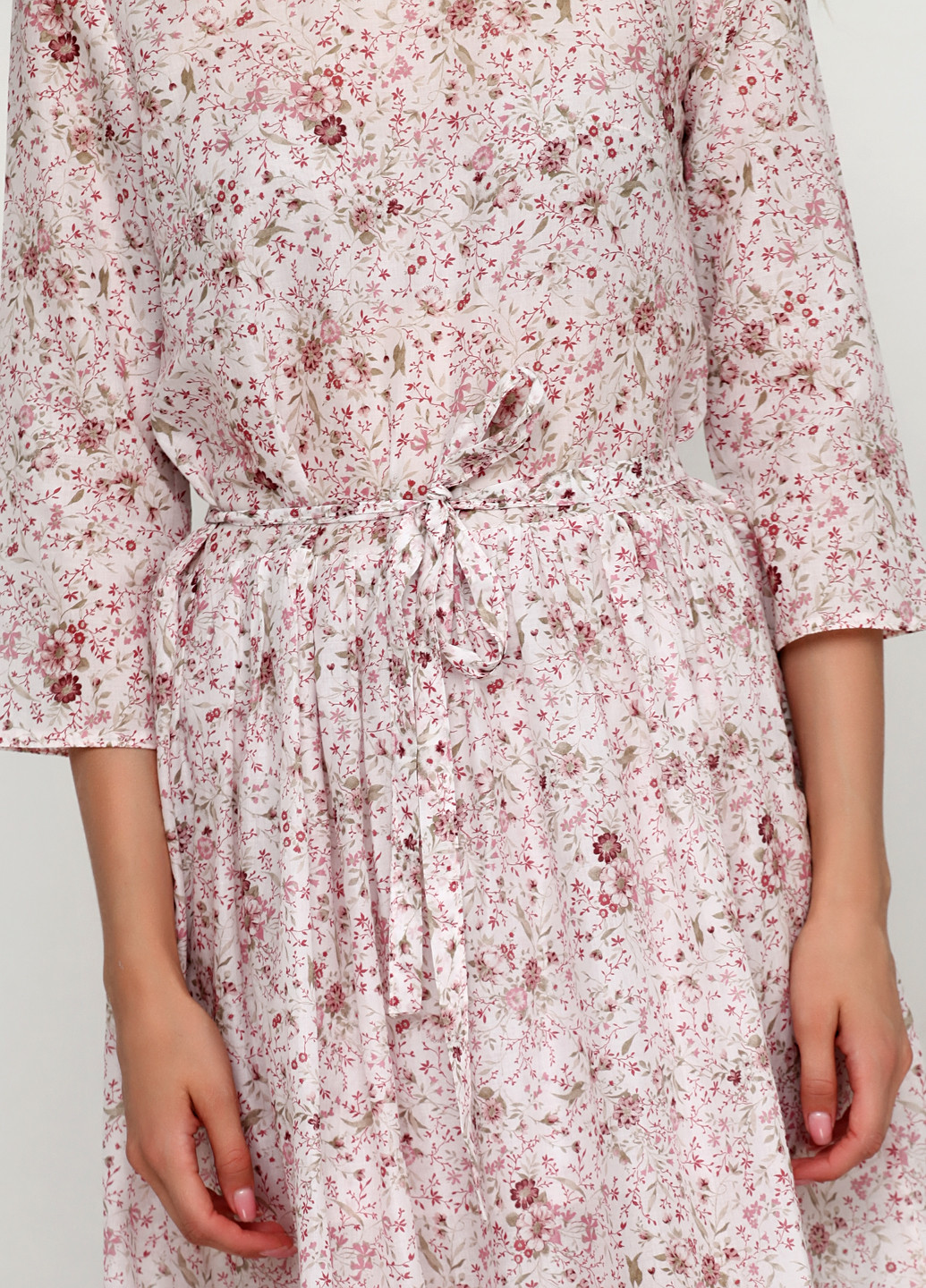 Розовое кэжуал платье а-силуэт Smile с цветочным принтом