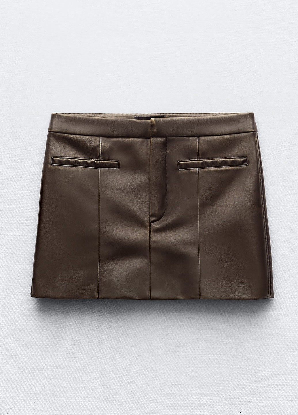 Темно-коричневая кэжуал однотонная юбка Zara