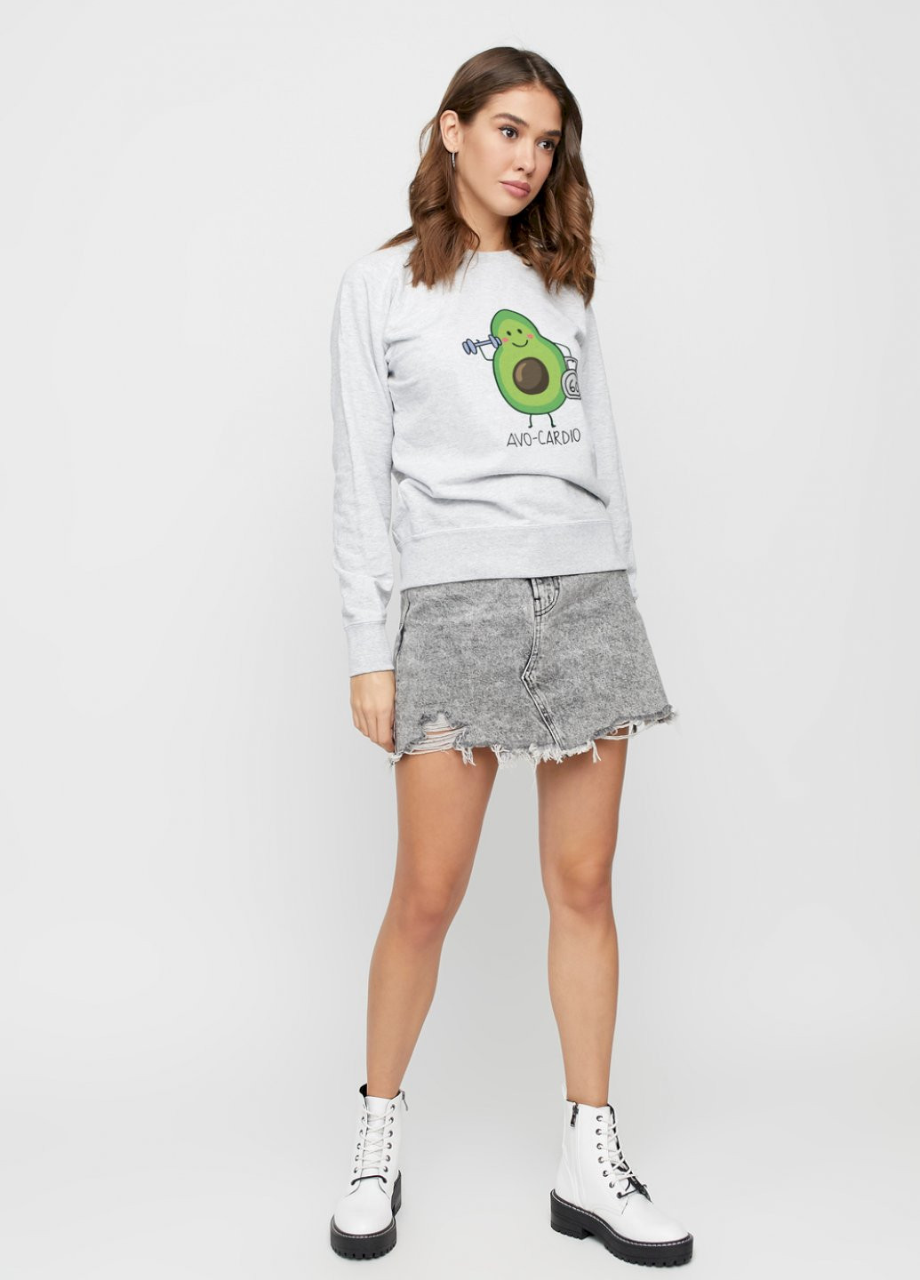 Сірий світшот жіночий /no flis/ YAPPI малюнок (251467804)