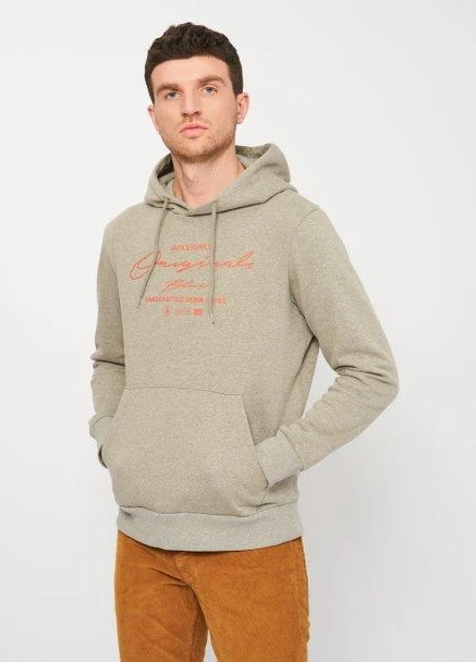 Худі,блідо-салатовий з принтом, JACK&JONES (255620716)