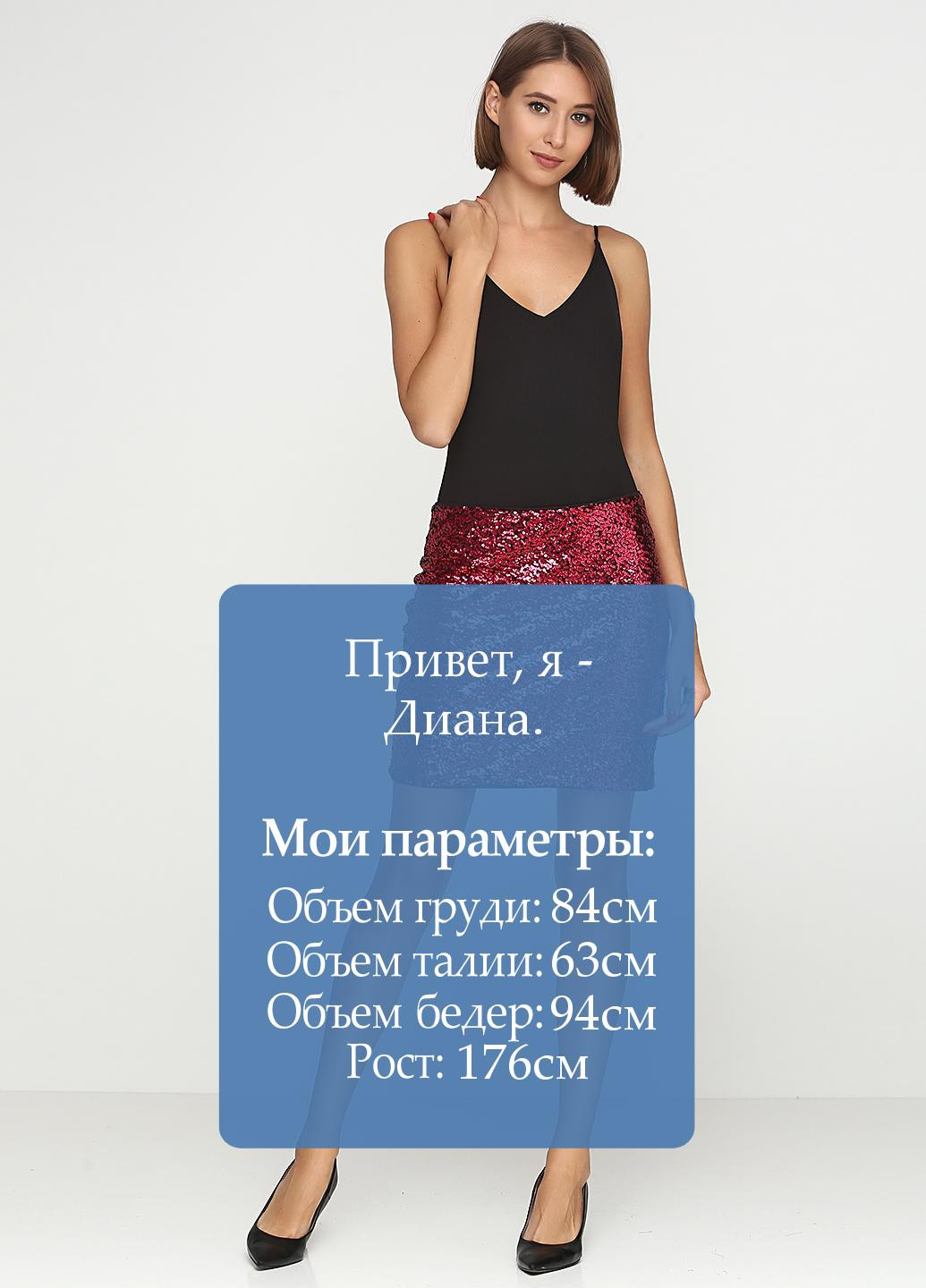 Бордовая кэжуал меланж юбка H&M