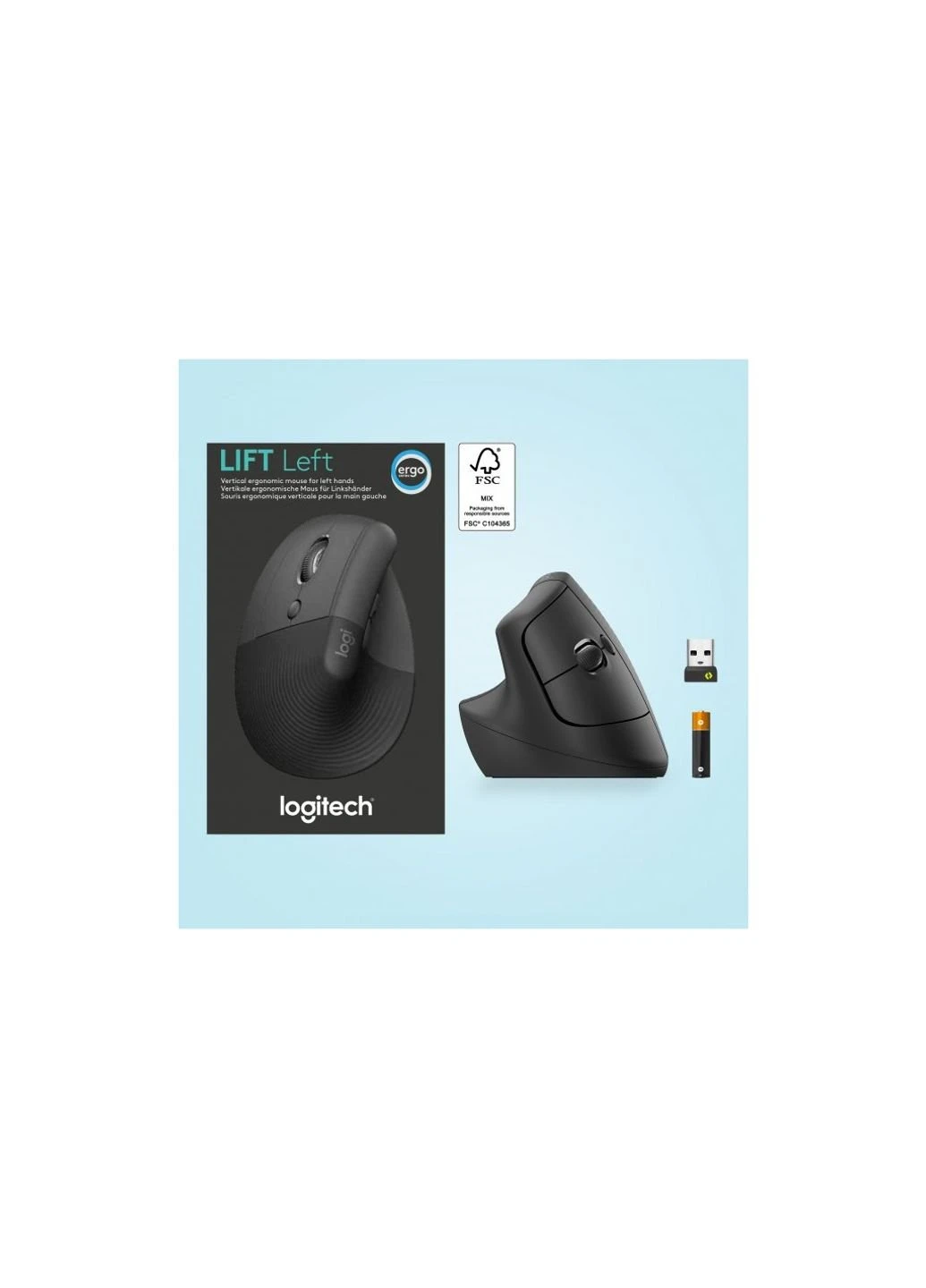 Мишка Lift Left Vertical Ergonomic Wireless/Bluetooth Graphite (910-006474) Logitech (253432288)