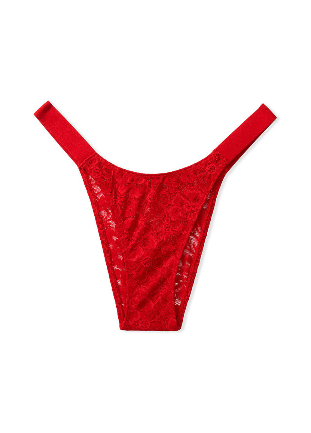 Трусы Victoria's Secret бикини однотонные красные повседневные гипюр, полиамид