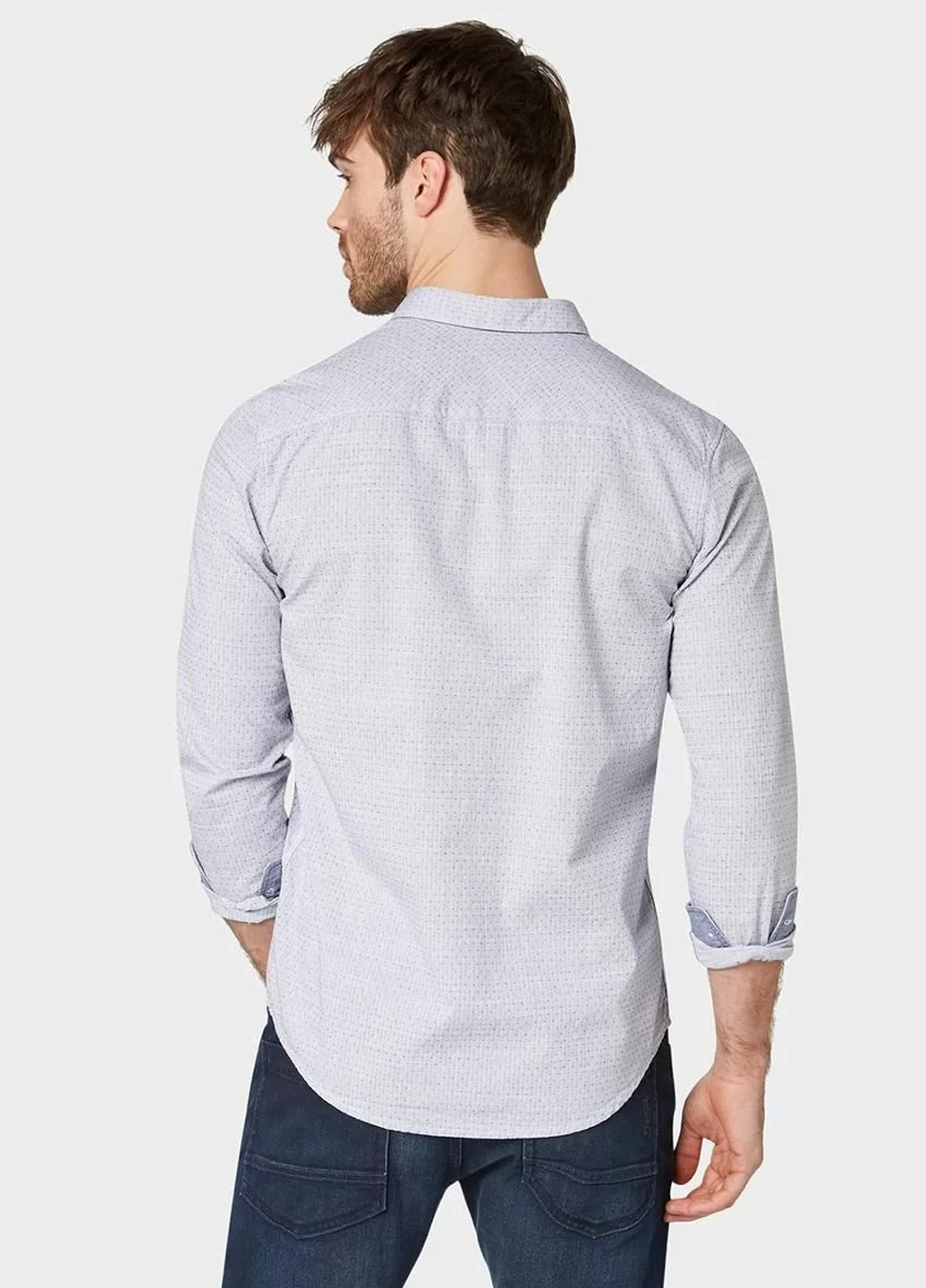 Светло-серая кэжуал рубашка с геометрическим узором Tom Tailor