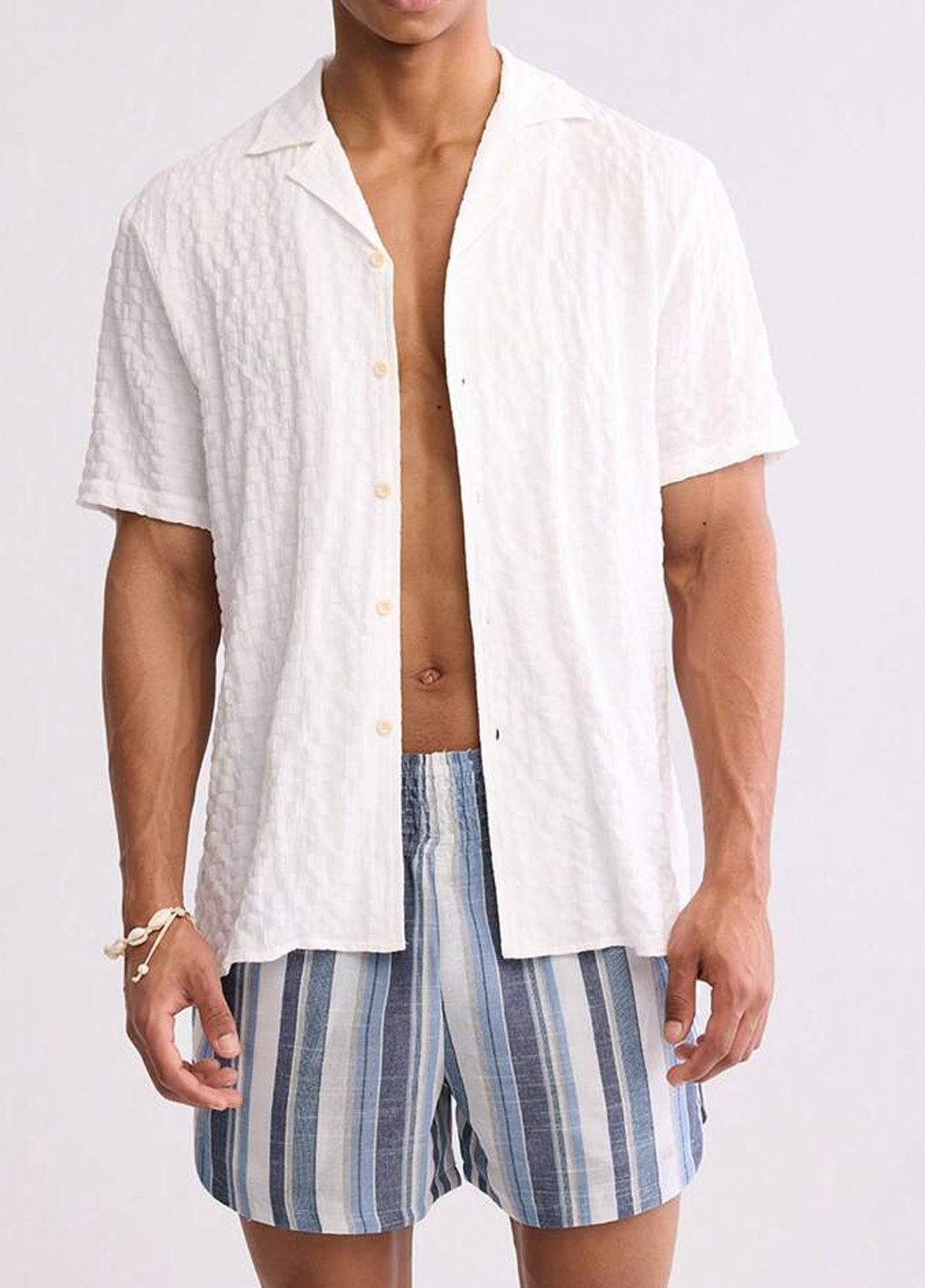 Белый летний костюм (рубашка, шорты) с рубашкой, с шортами Forever