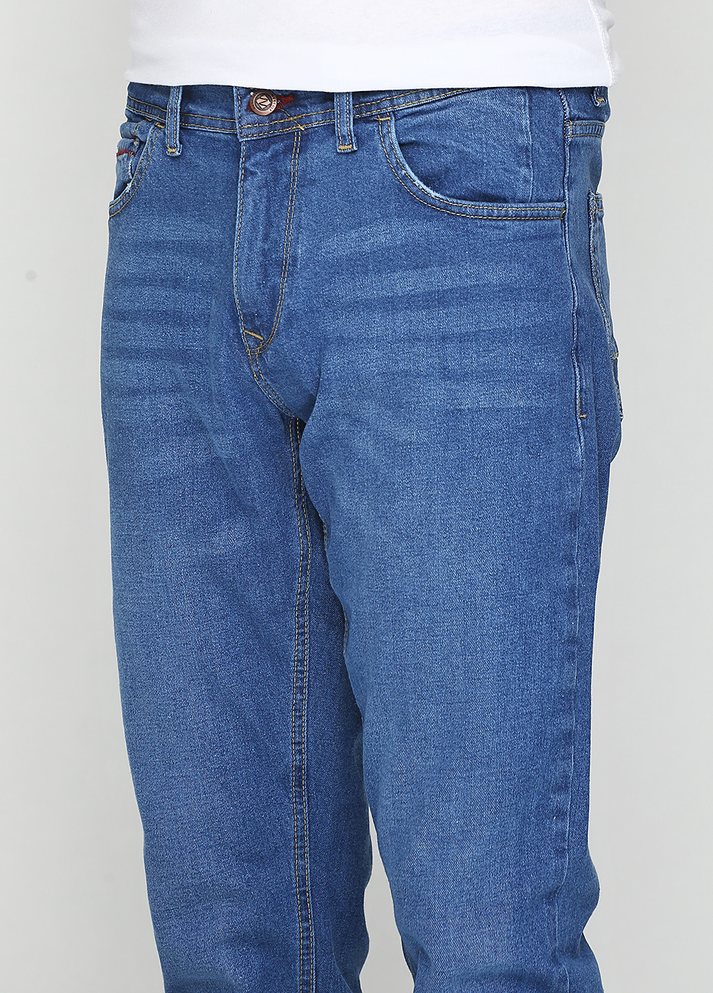 Голубые демисезонные со средней талией джинсы NESCOLY