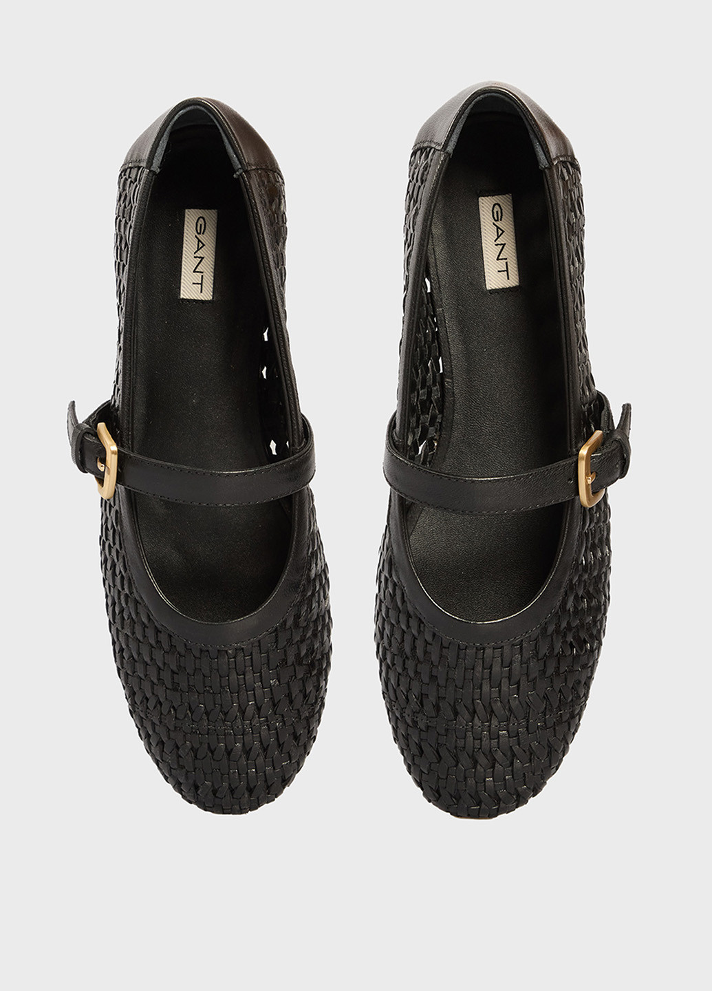 Жіночі балетки Gant | чорні однотонні логотип, плетіння натуральна шкіра (347581764)