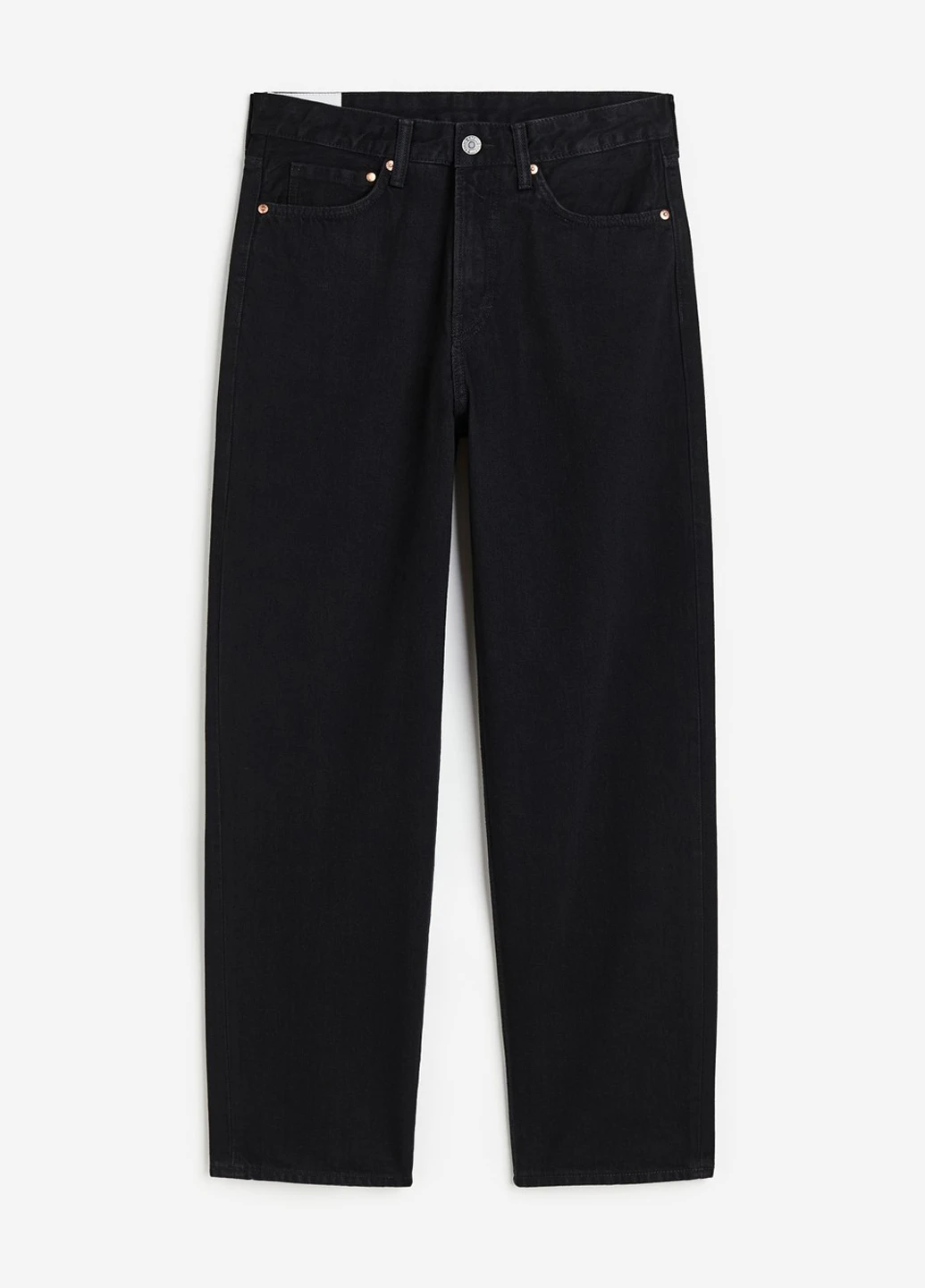 Черные демисезонные свободные, регюлар фит джинсы H&M