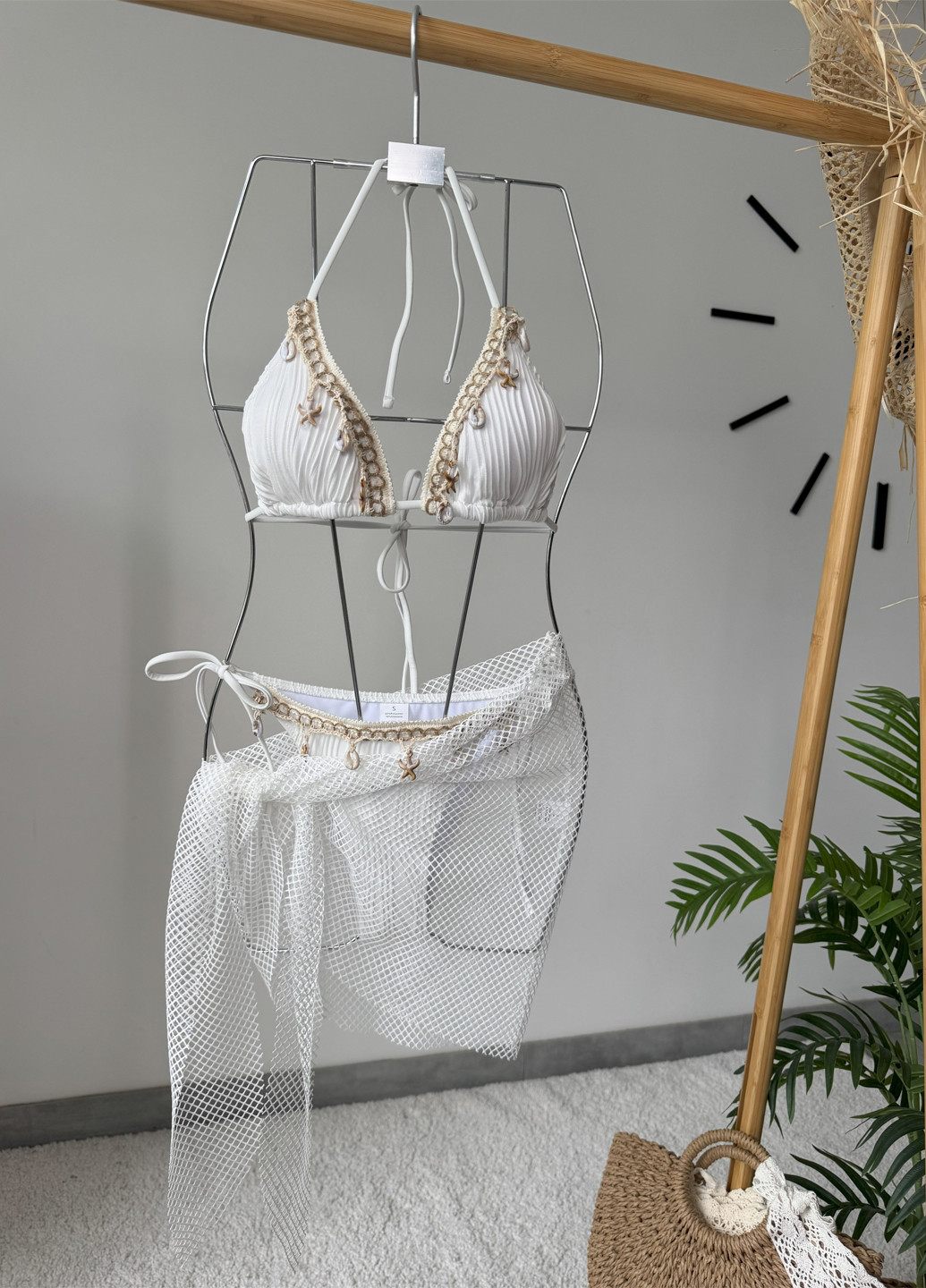 Білий літній купальник (ліф, трусики, парео) роздільний NOVA VEGA