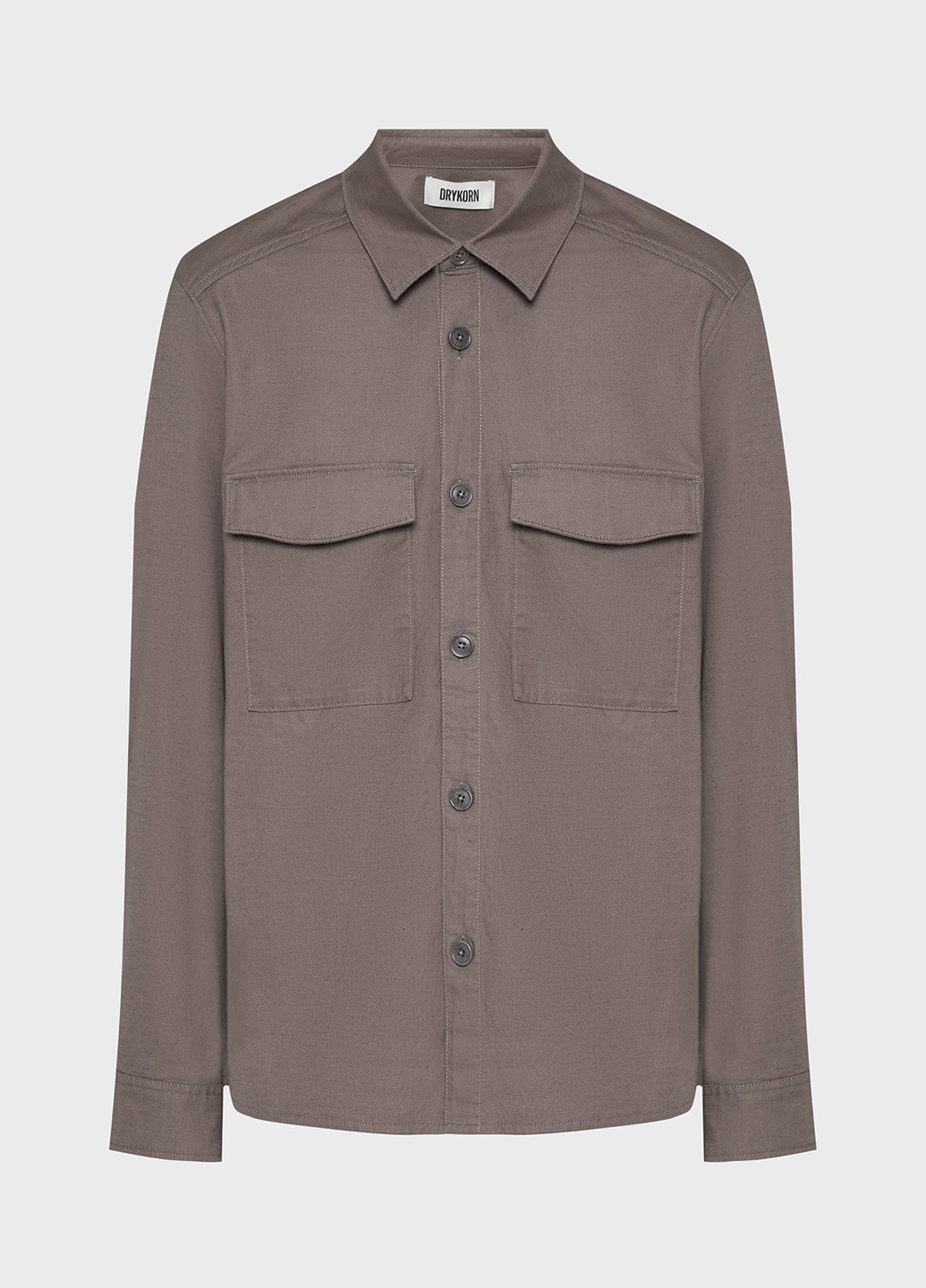 Серо-бежевая классическая, кэжуал рубашка однотонная Drykorn
