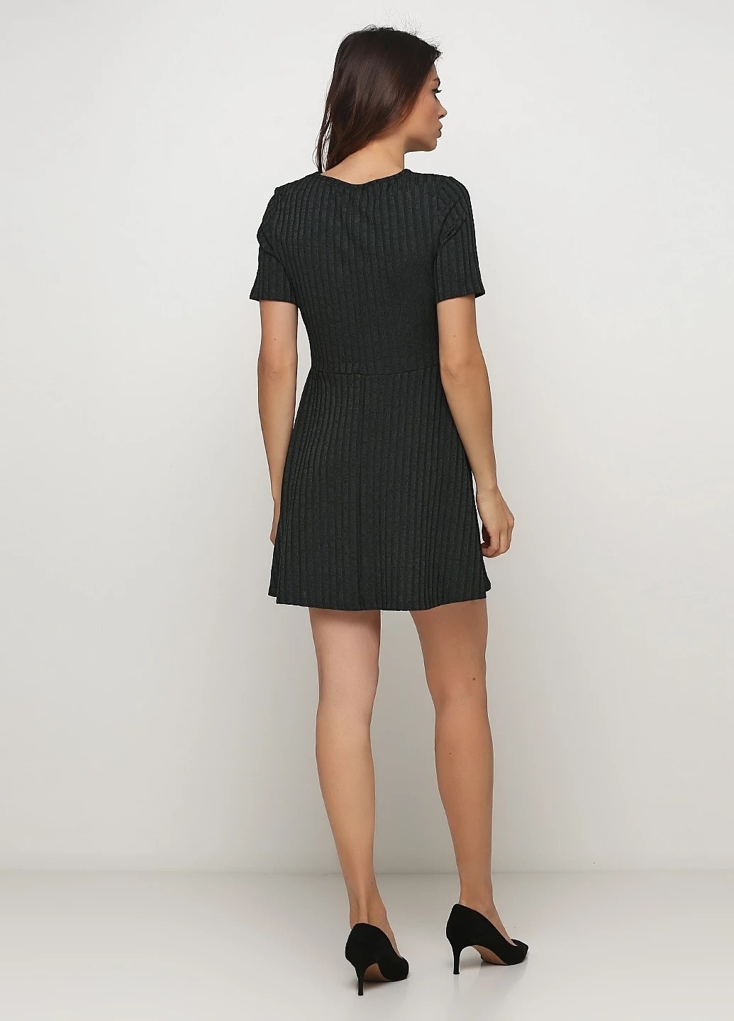 Темно-зелена кежуал сукня кльош H&M меланжева