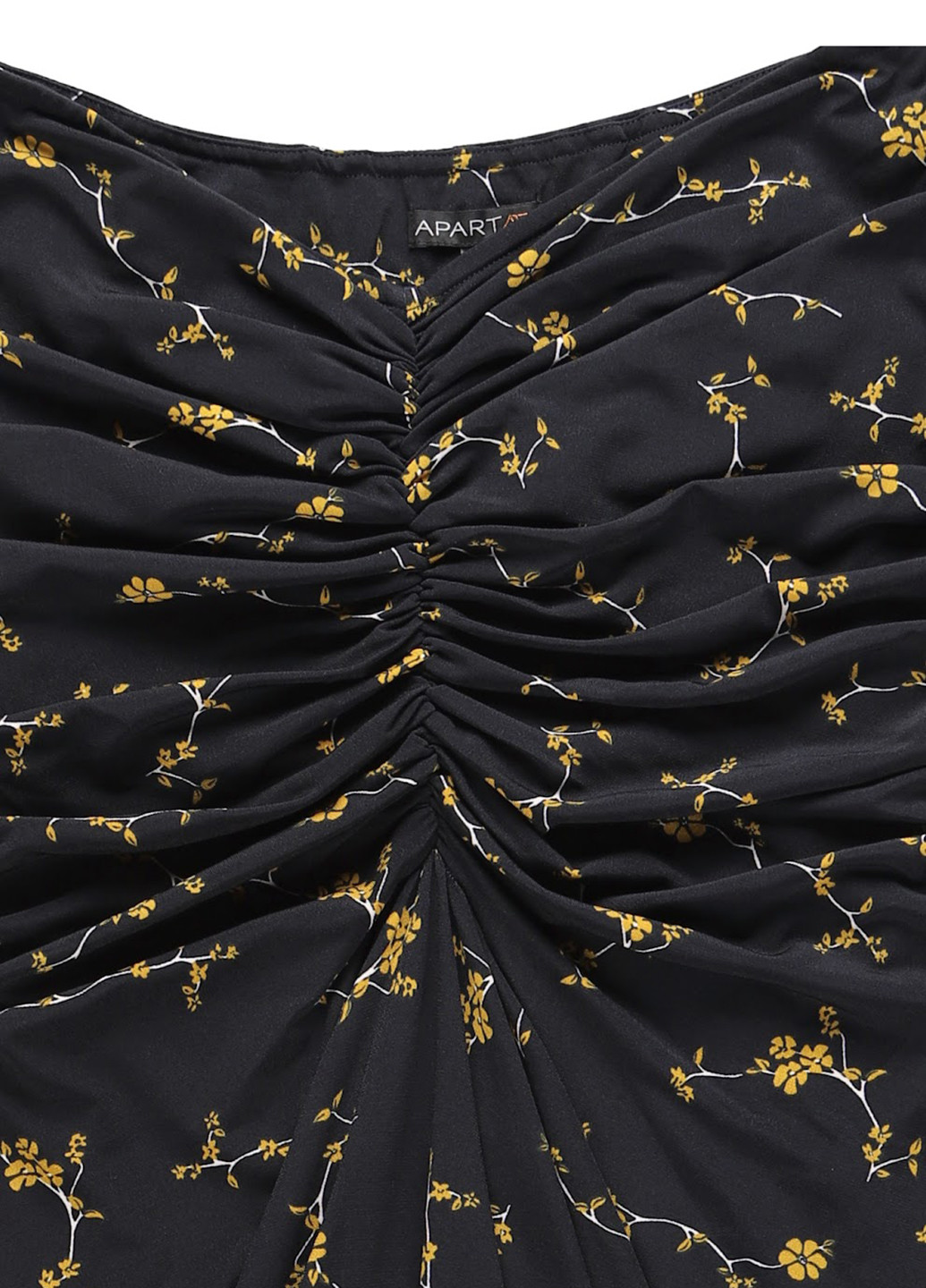 Черное кэжуал платье с открытыми плечами Apart с цветочным принтом