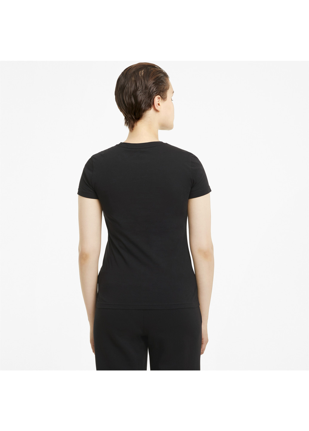 Чорна всесезон футболка essentials+ metallic logo women's tee Puma