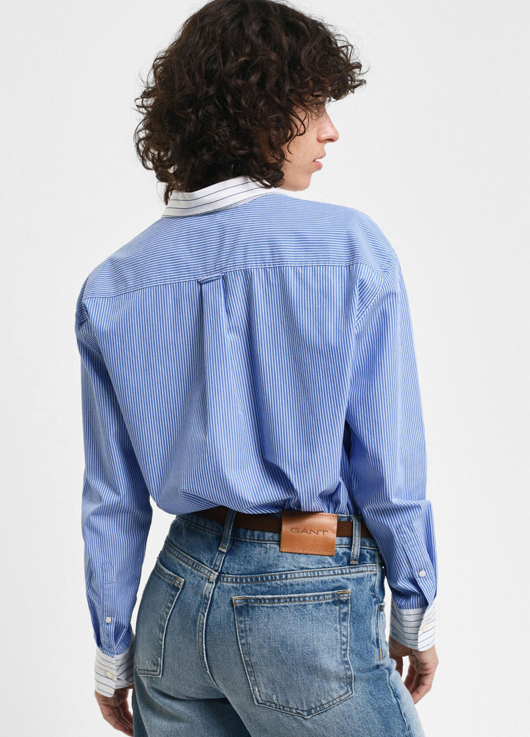Голубой кэжуал рубашка в полоску Gant