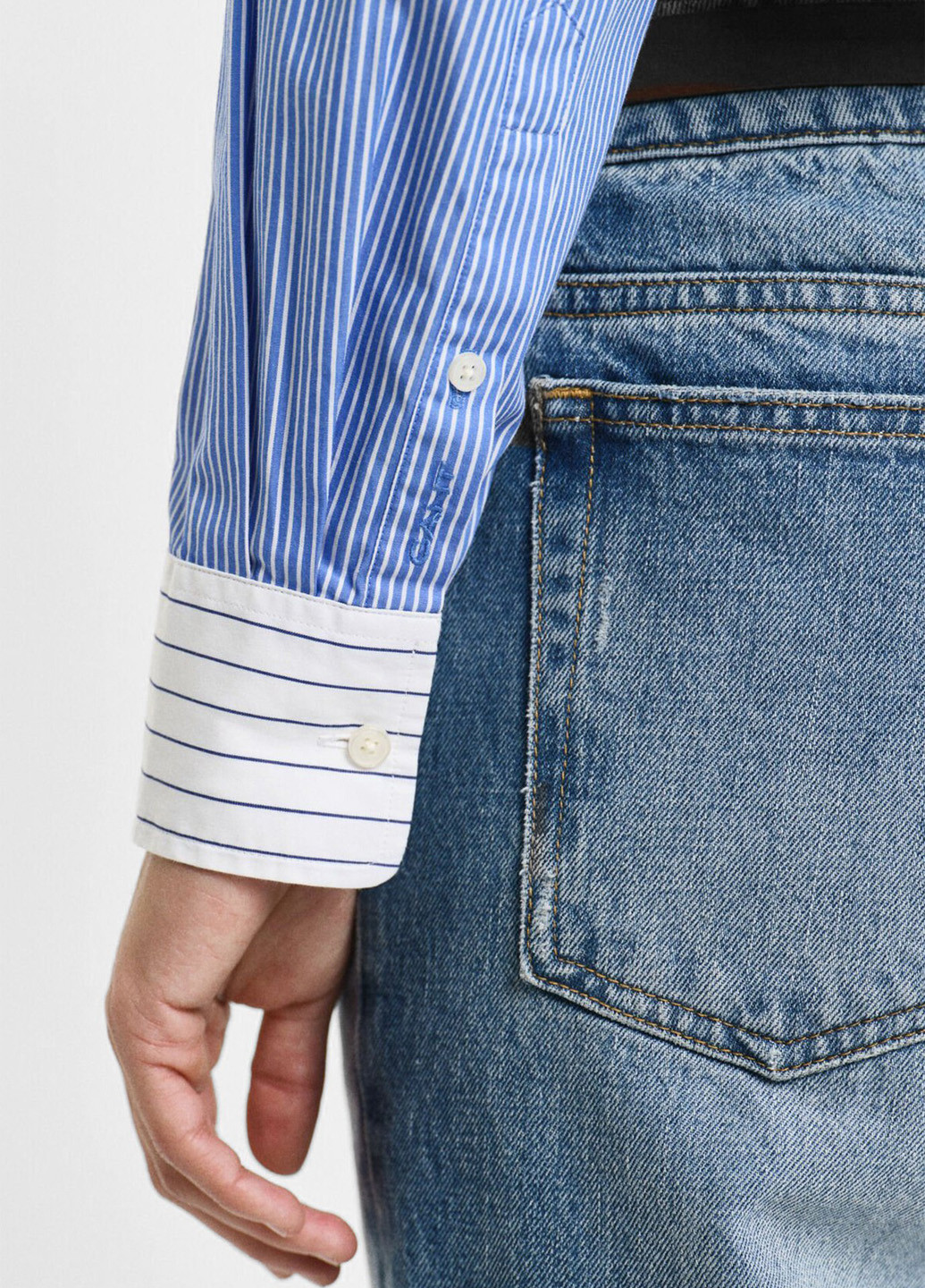 Голубой кэжуал рубашка в полоску Gant