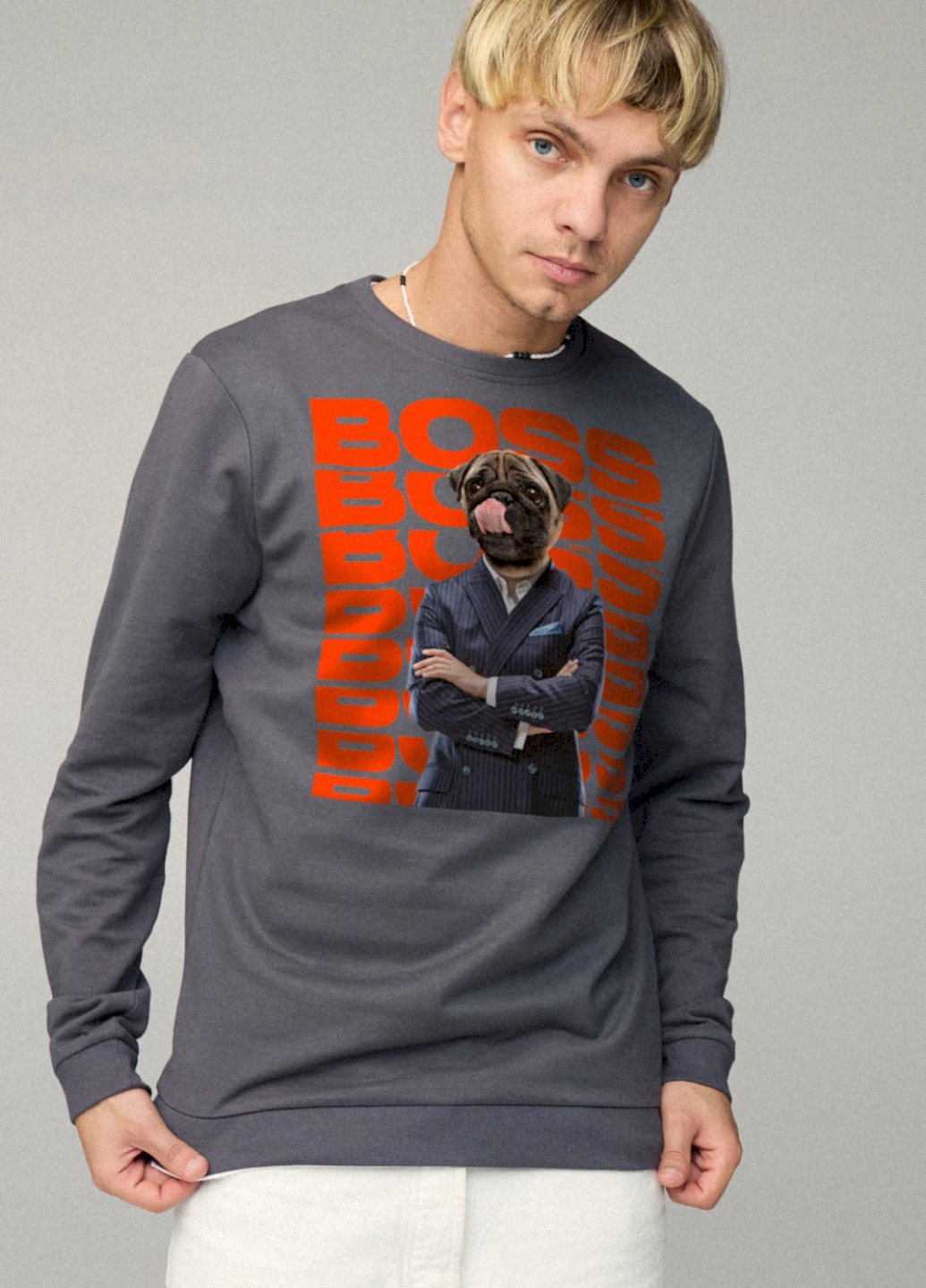 Темно-серый свитшот мужской basic /no flis/ YAPPI (252258999)