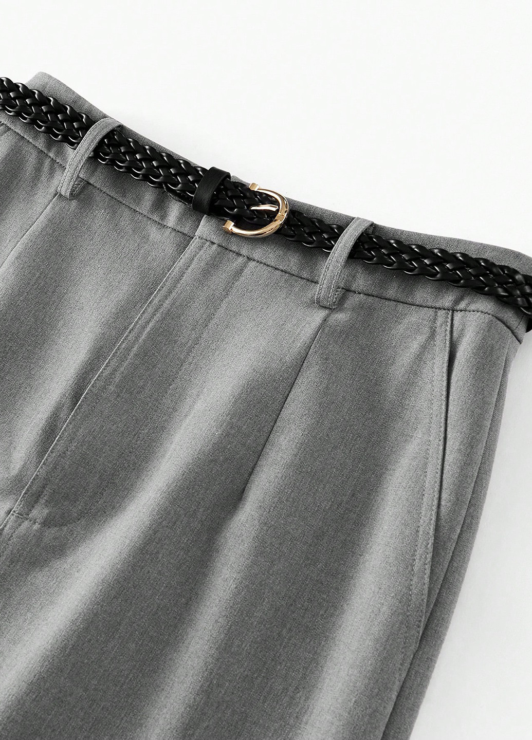 Серая кэжуал, офисная однотонная юбка SHEIN а-силуэта (трапеция)