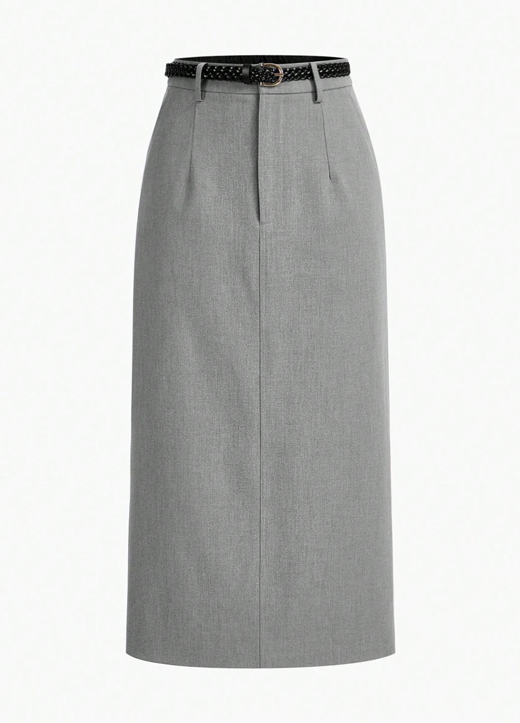 Серая кэжуал, офисная однотонная юбка SHEIN а-силуэта (трапеция)