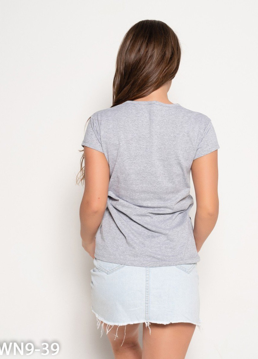 Серая всесезон футболка женская с коротким рукавом ISSA PLUS WN9-39