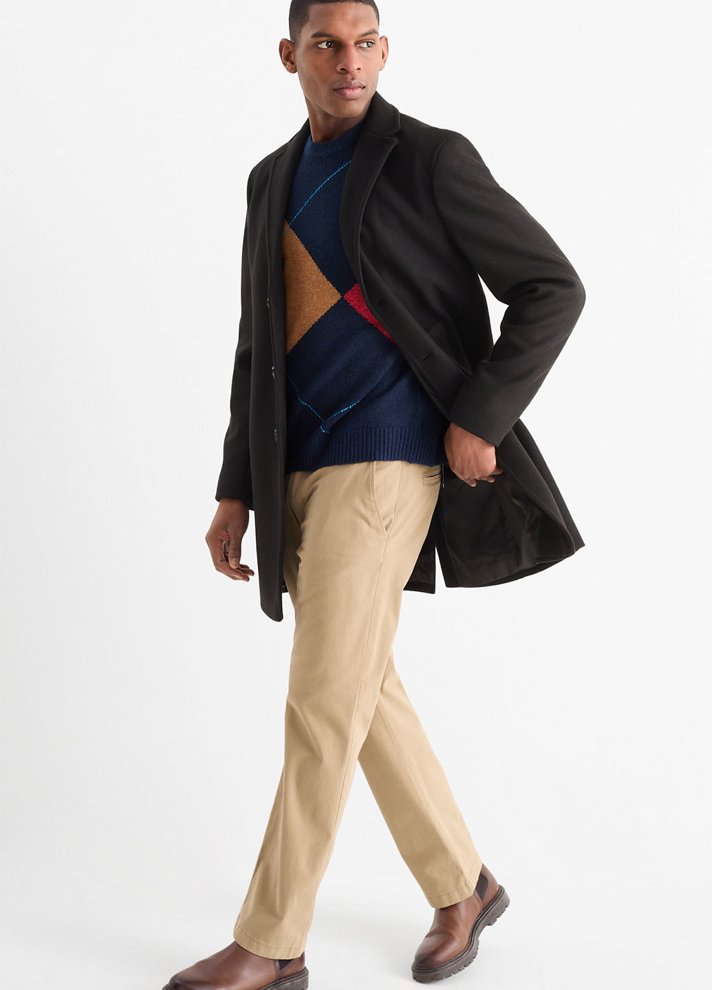 Черное демисезонное Пальто однобортное C&A