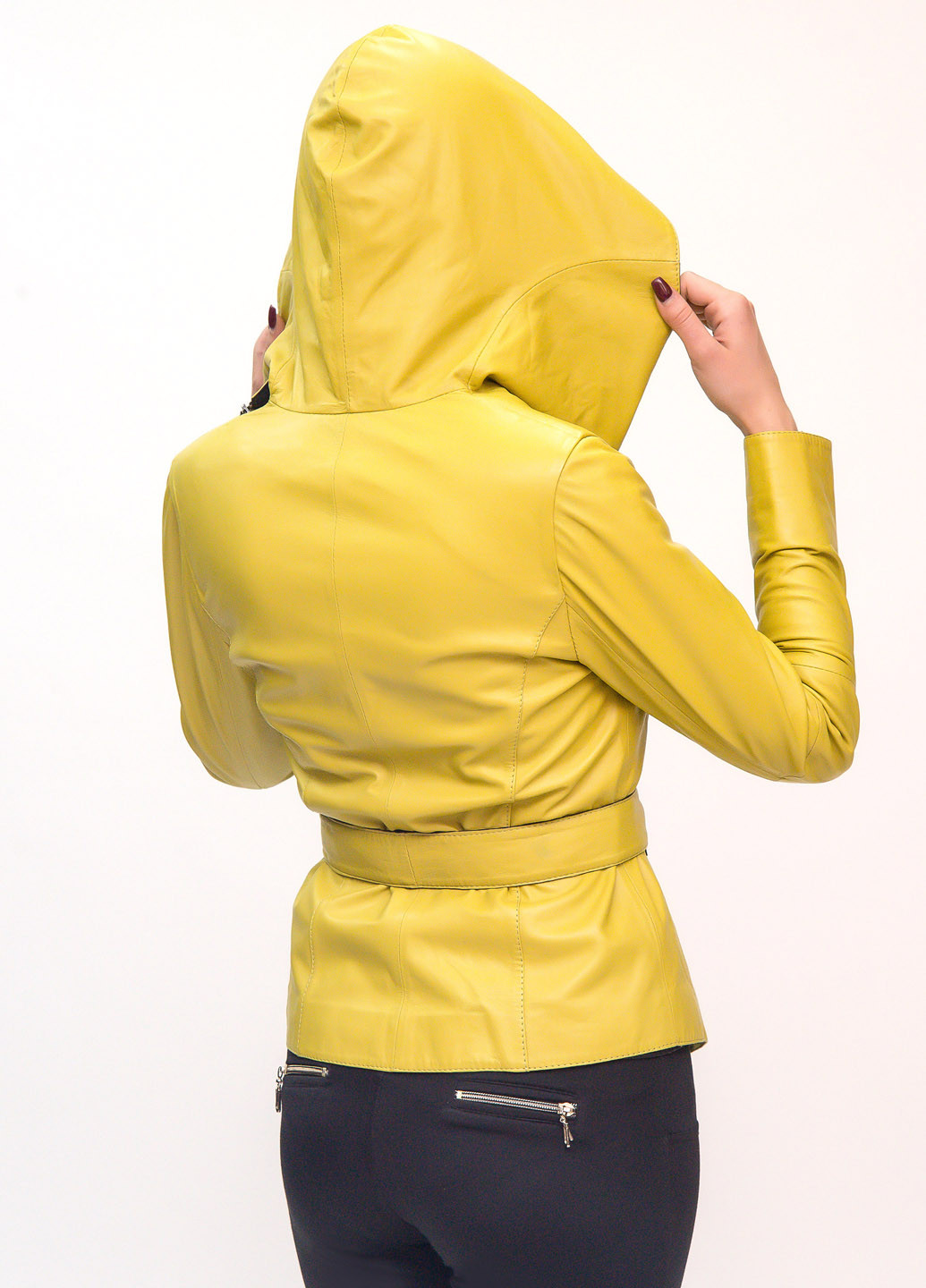 Лимонная демисезонная куртка кожаная Fabio Monti