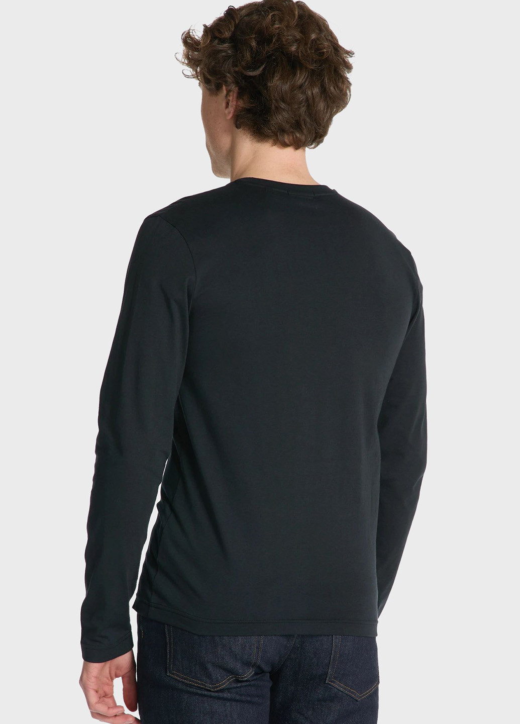 Лонгслів Gant однотонний чорний кежуали бавовна, трикотаж