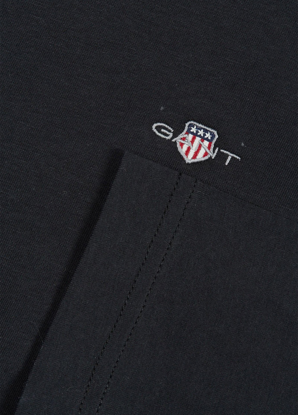 Лонгслів Gant однотонний чорний кежуали бавовна, трикотаж