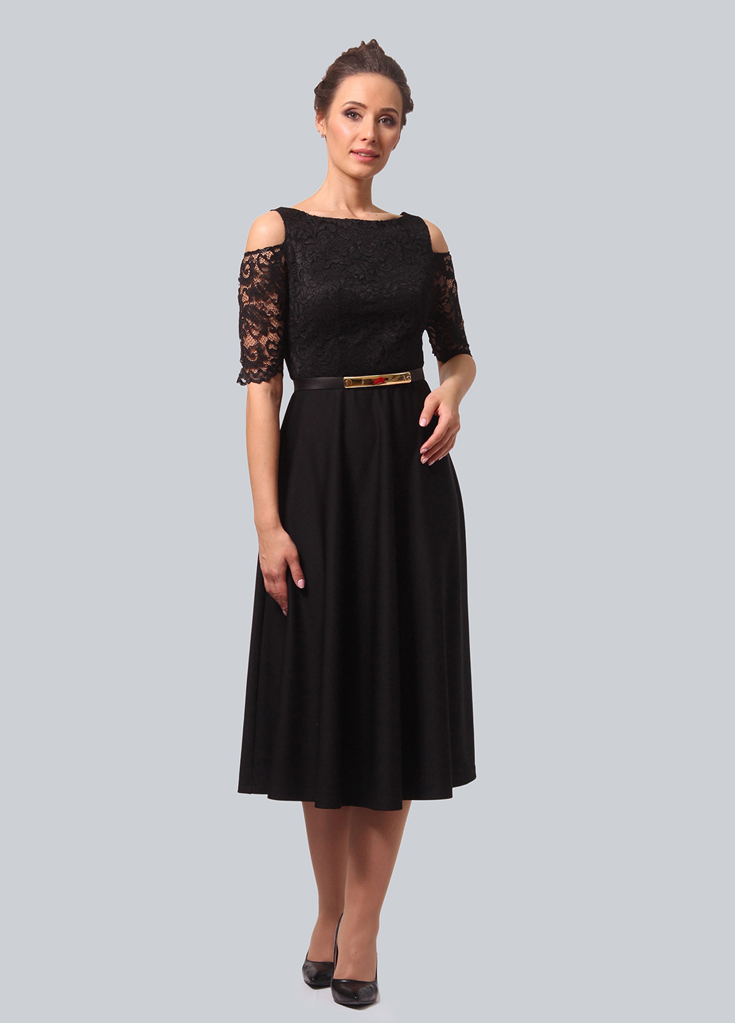 Черное коктейльное платье клеш Alika Kruss однотонное