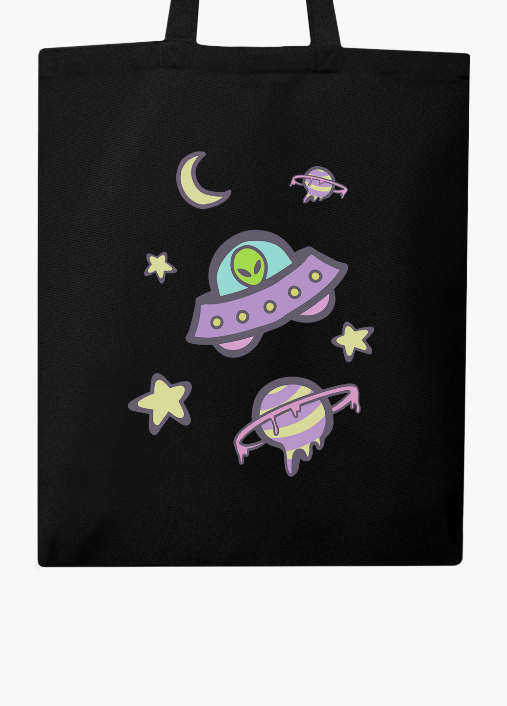 Эко сумка шоппер черная Инопланетяни в космосе (Aliens in space) (9227-2854-BK-1) Еко сумка шоппер чорна 41*35 см MobiPrint (221682912)