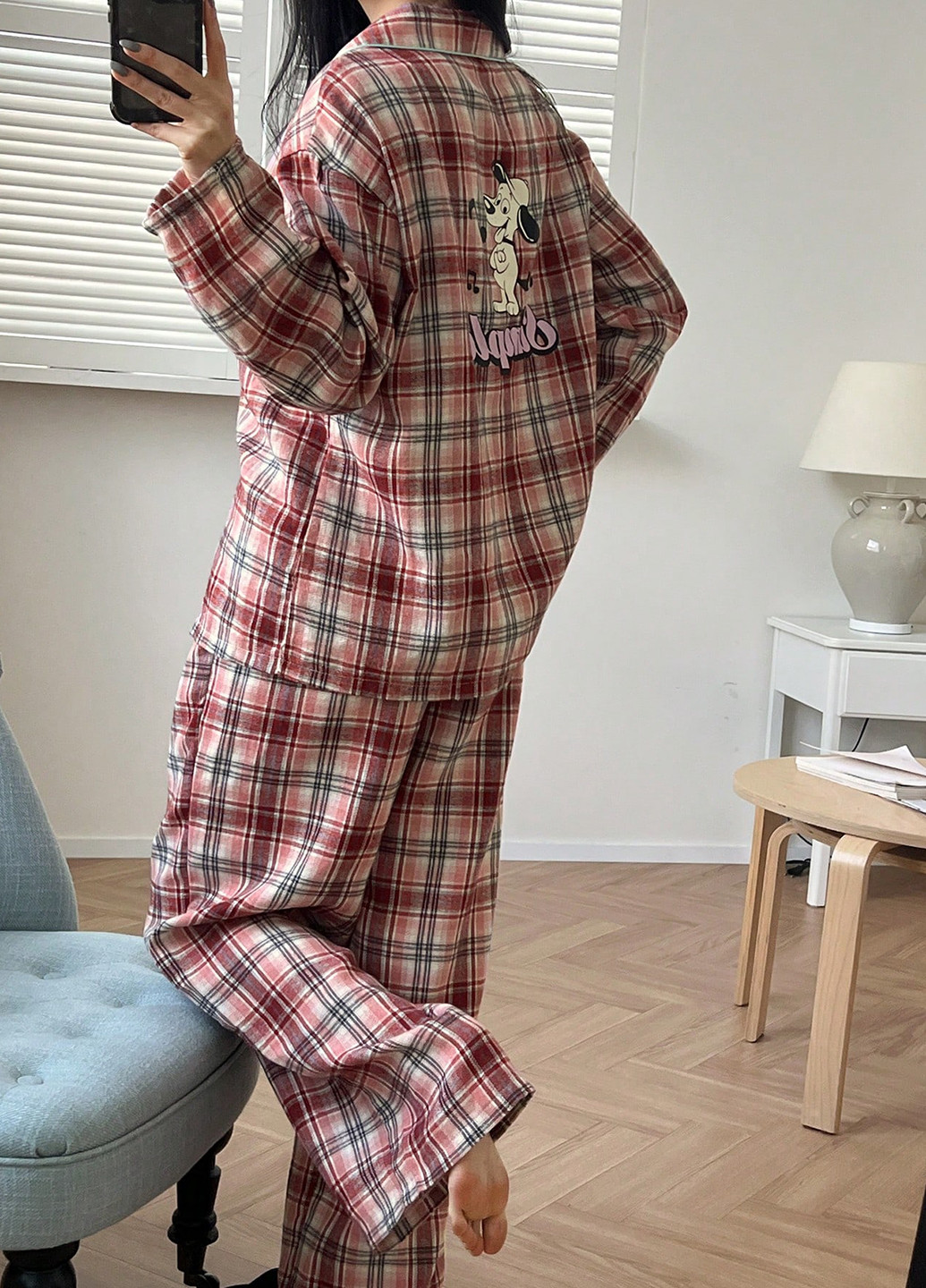 Красная всесезон пижама (рубашка, брюки) рубашка + брюки SHEIN