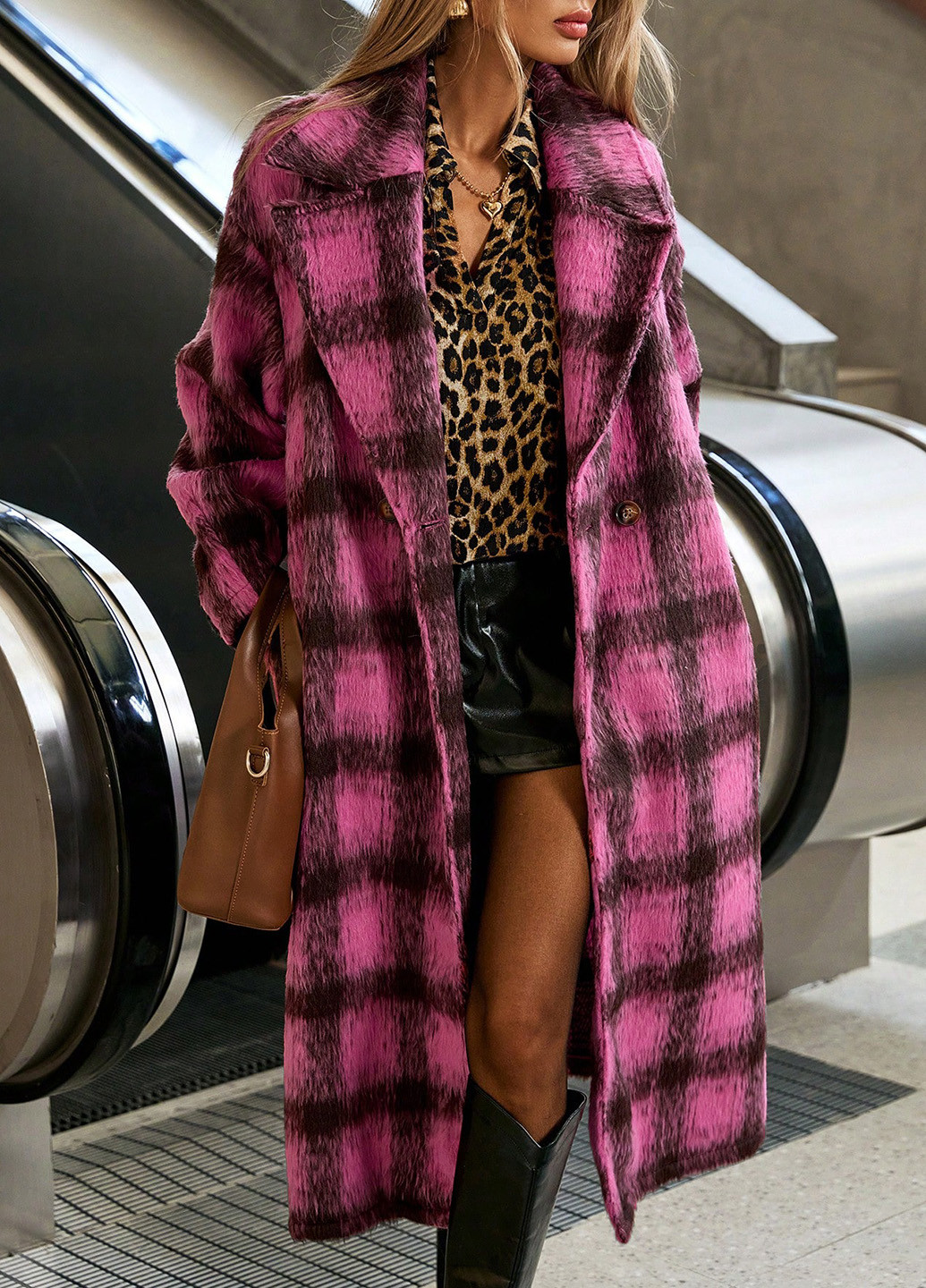 Рожеве демісезонне Пальто двобортне SHEIN