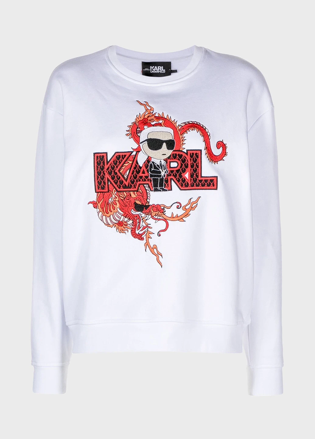 Білий світшот Karl Lagerfeld однотонний вишивка, аплікація (347073446)
