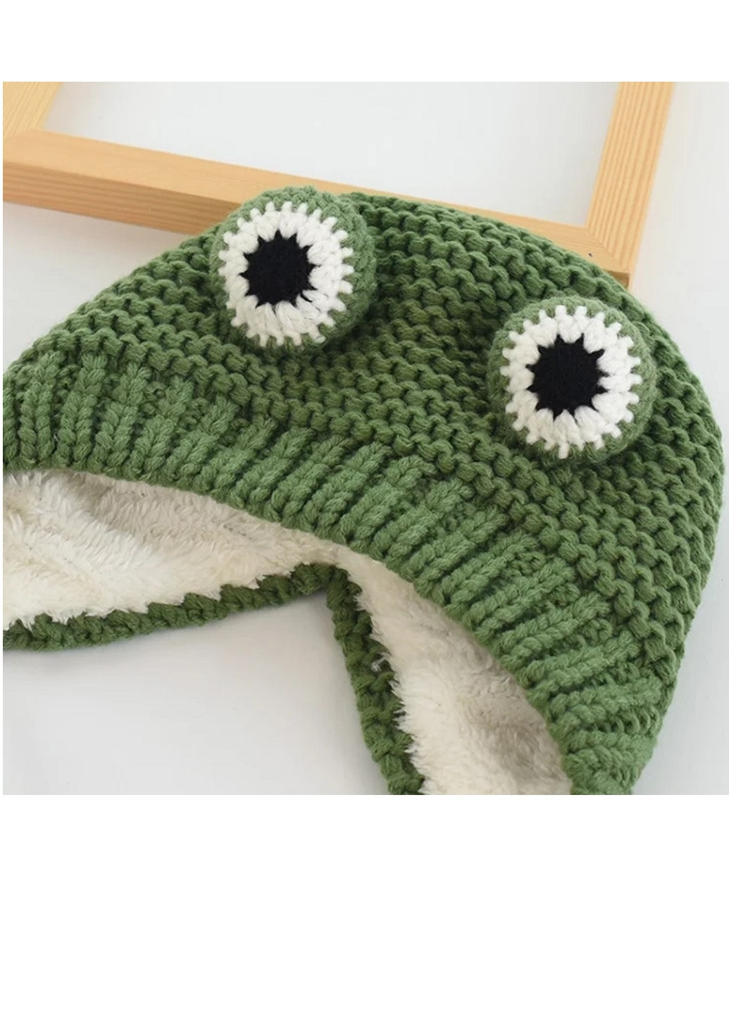 Детская зимняя шапка теплая вязаная Лягушка унисекс NoName шапка (250441800)