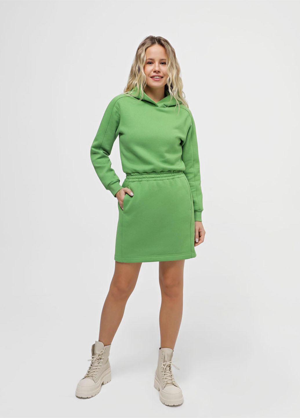 Зелена кежуал, спортивна сукня сукня-худі Promin однотонна